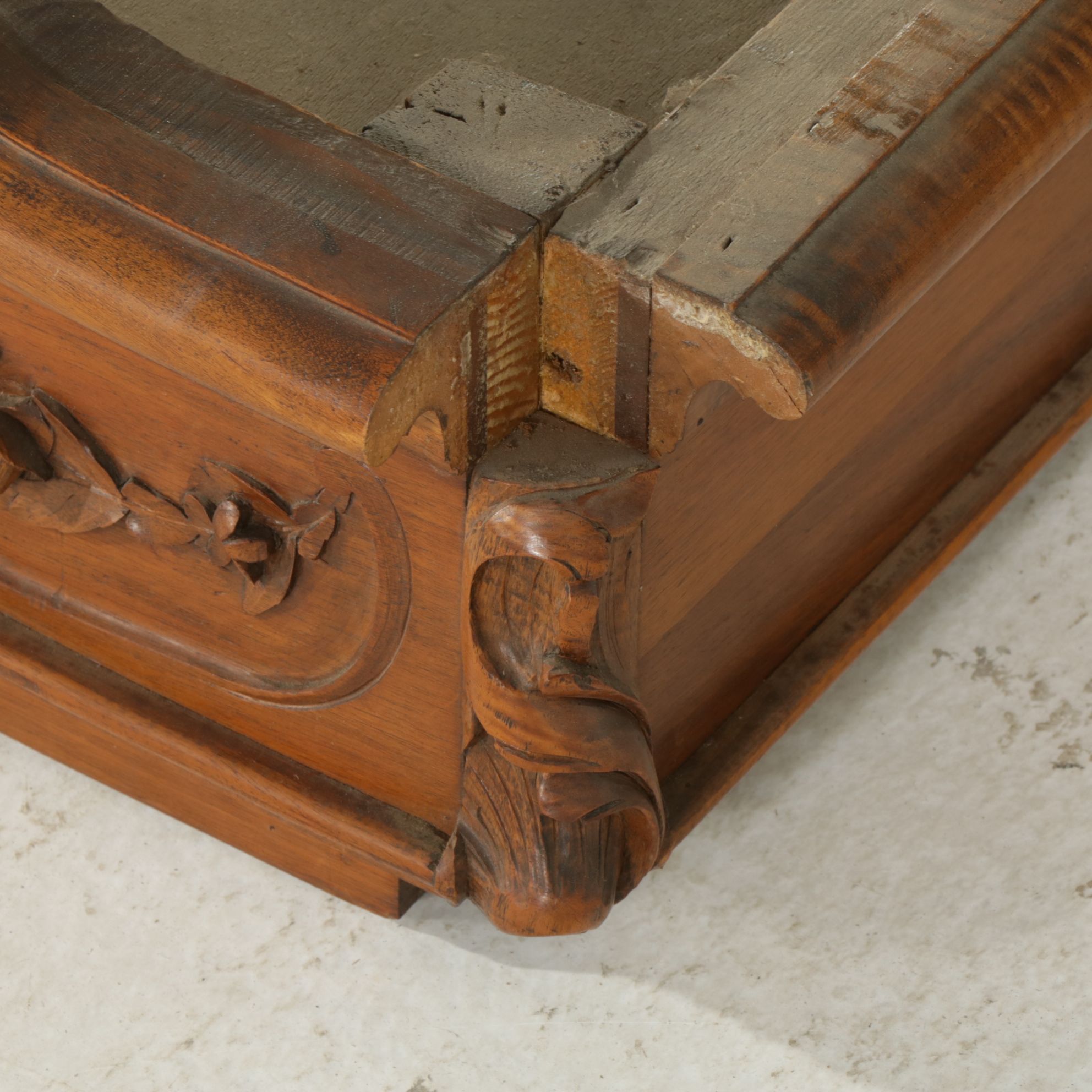 Louis XV Style Knockdown Armoire with Carved Rococo Cartouche, Late 19th Century
