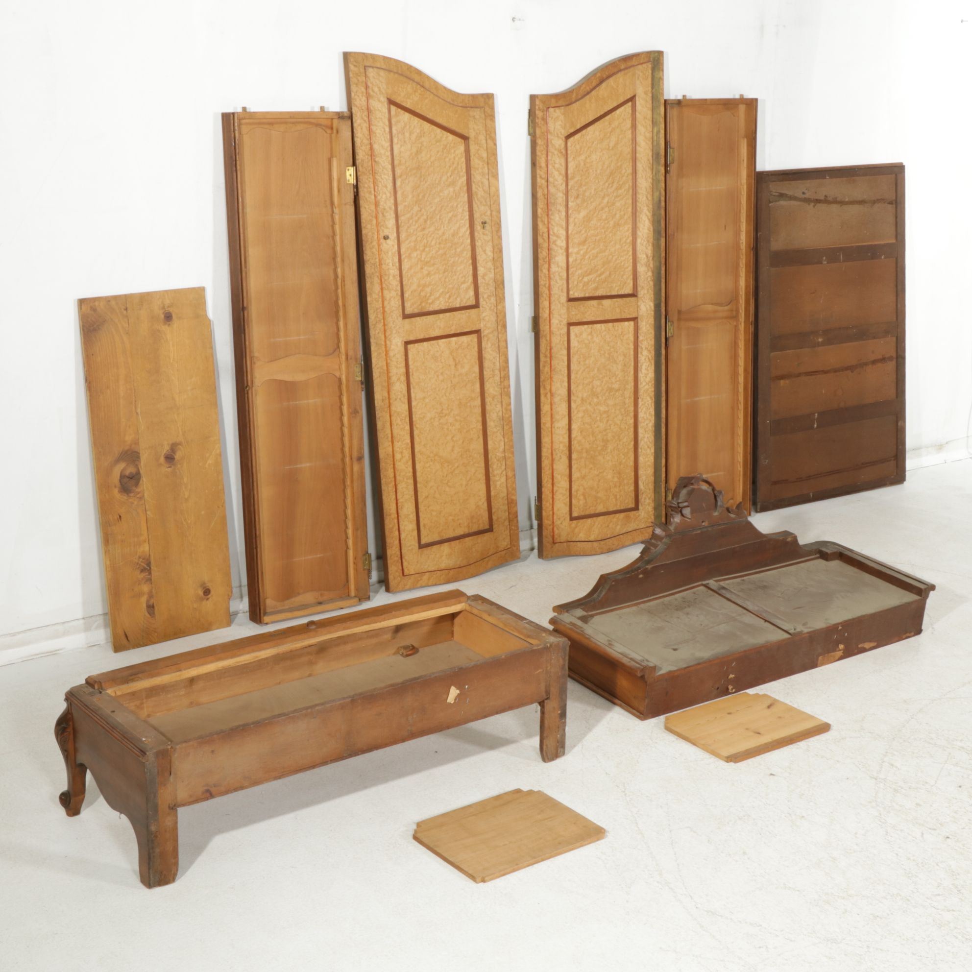 Louis XV Style Knockdown Armoire with Carved Rococo Cartouche, Late 19th Century