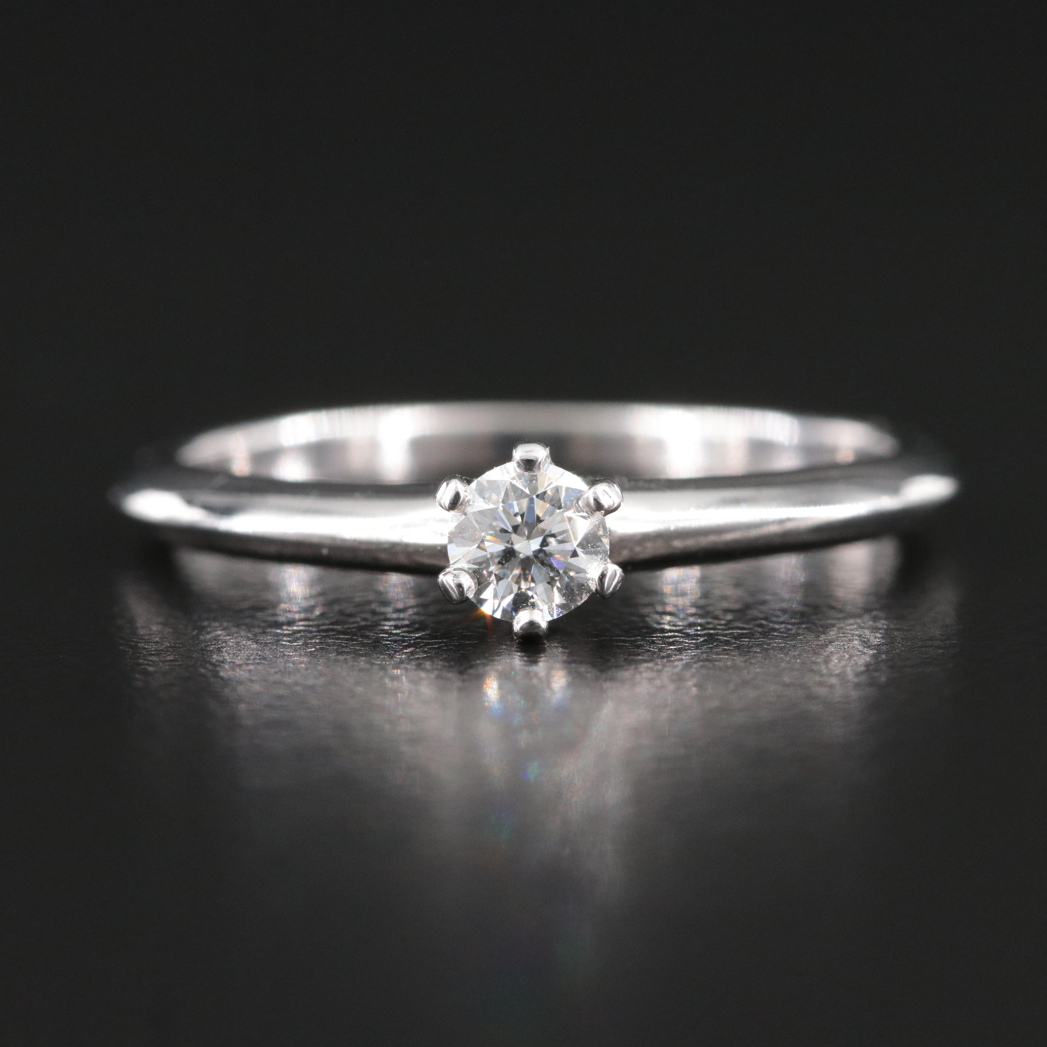 Tiffany & Co. Platinum 0.19 CT Diamond Solitaire Ring with Tiffany Cert