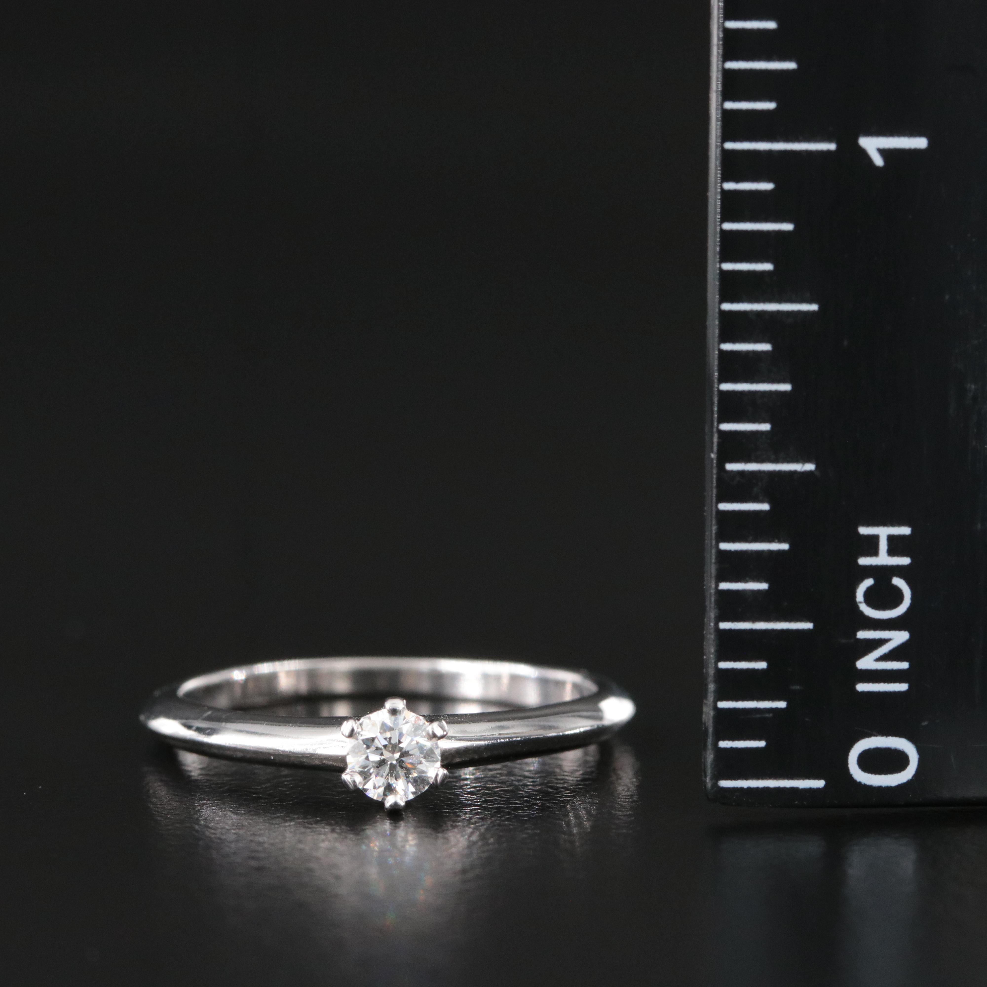 Tiffany & Co. Platinum 0.19 CT Diamond Solitaire Ring with Tiffany Cert