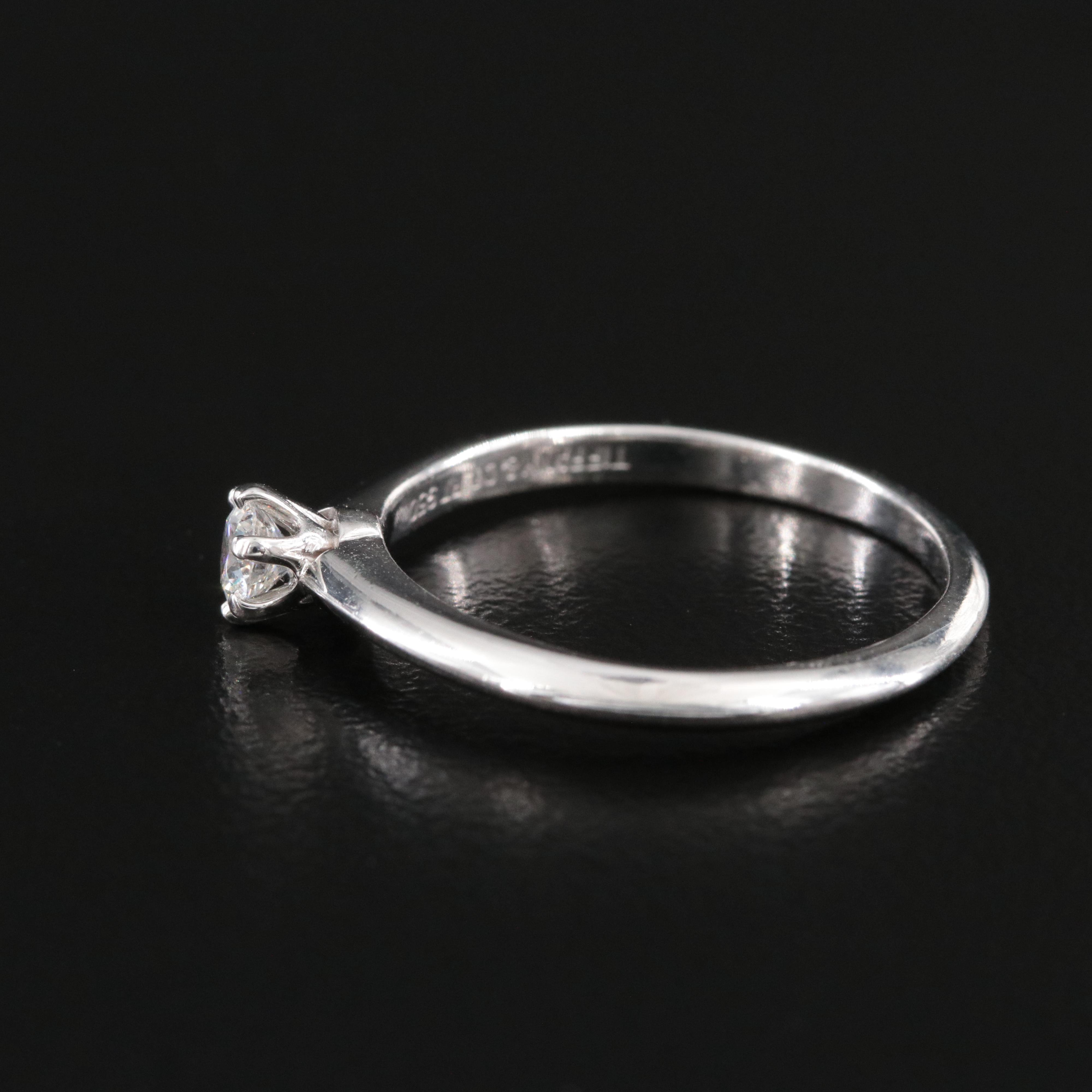 Tiffany & Co. Platinum 0.19 CT Diamond Solitaire Ring with Tiffany Cert