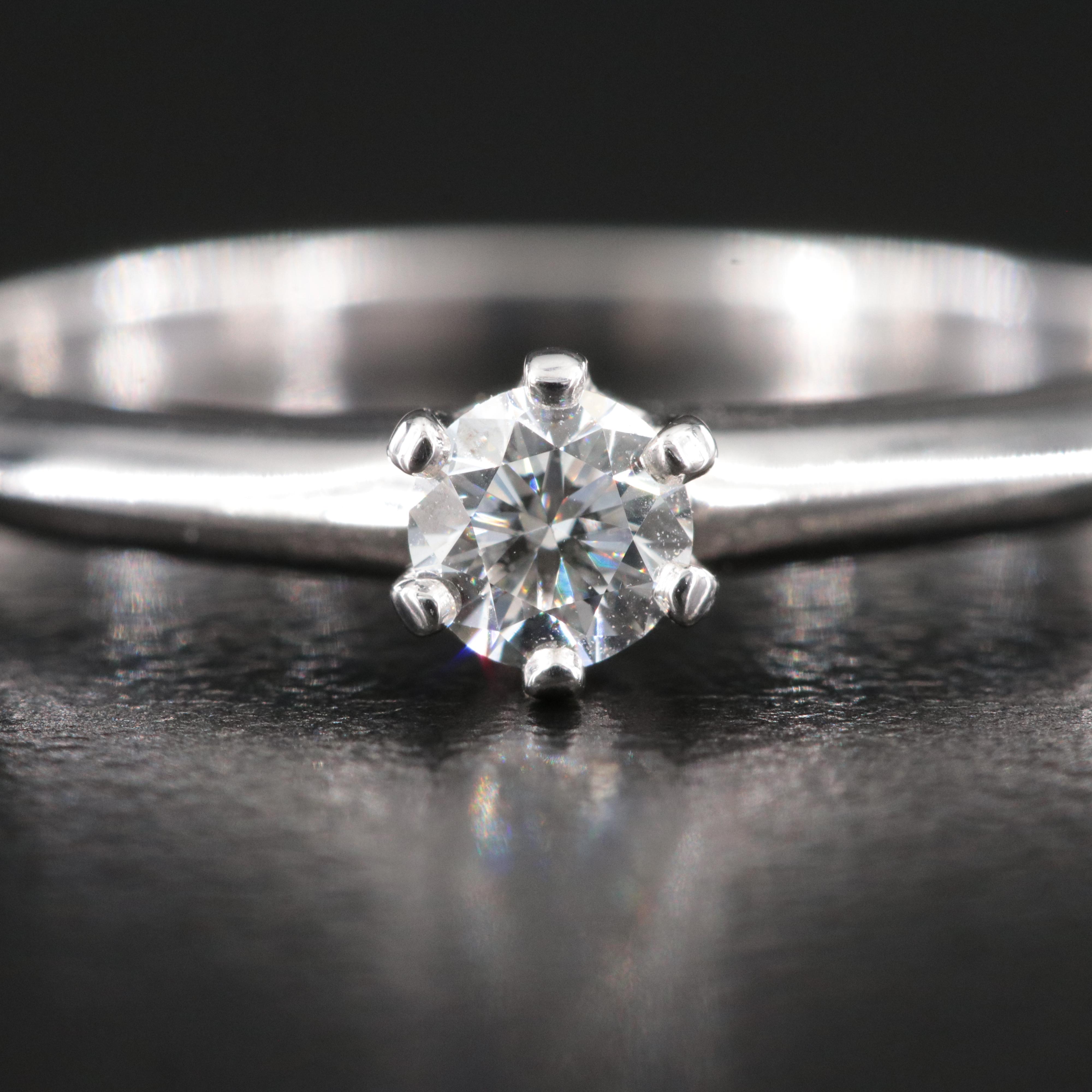 Tiffany & Co. Platinum 0.19 CT Diamond Solitaire Ring with Tiffany Cert