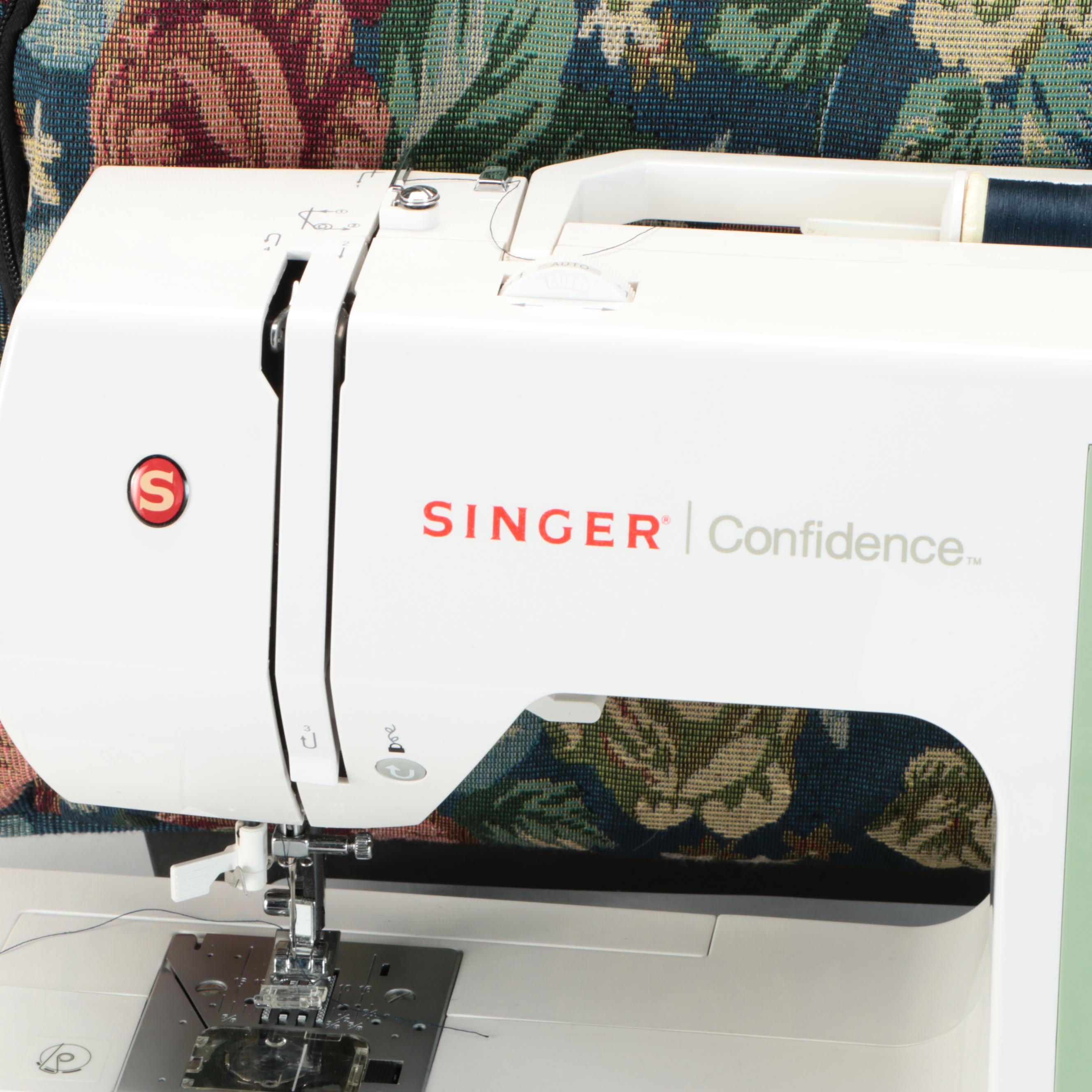 Singer "Confidence" Sewing Machine with Tapestry Wheeled Carry Case
