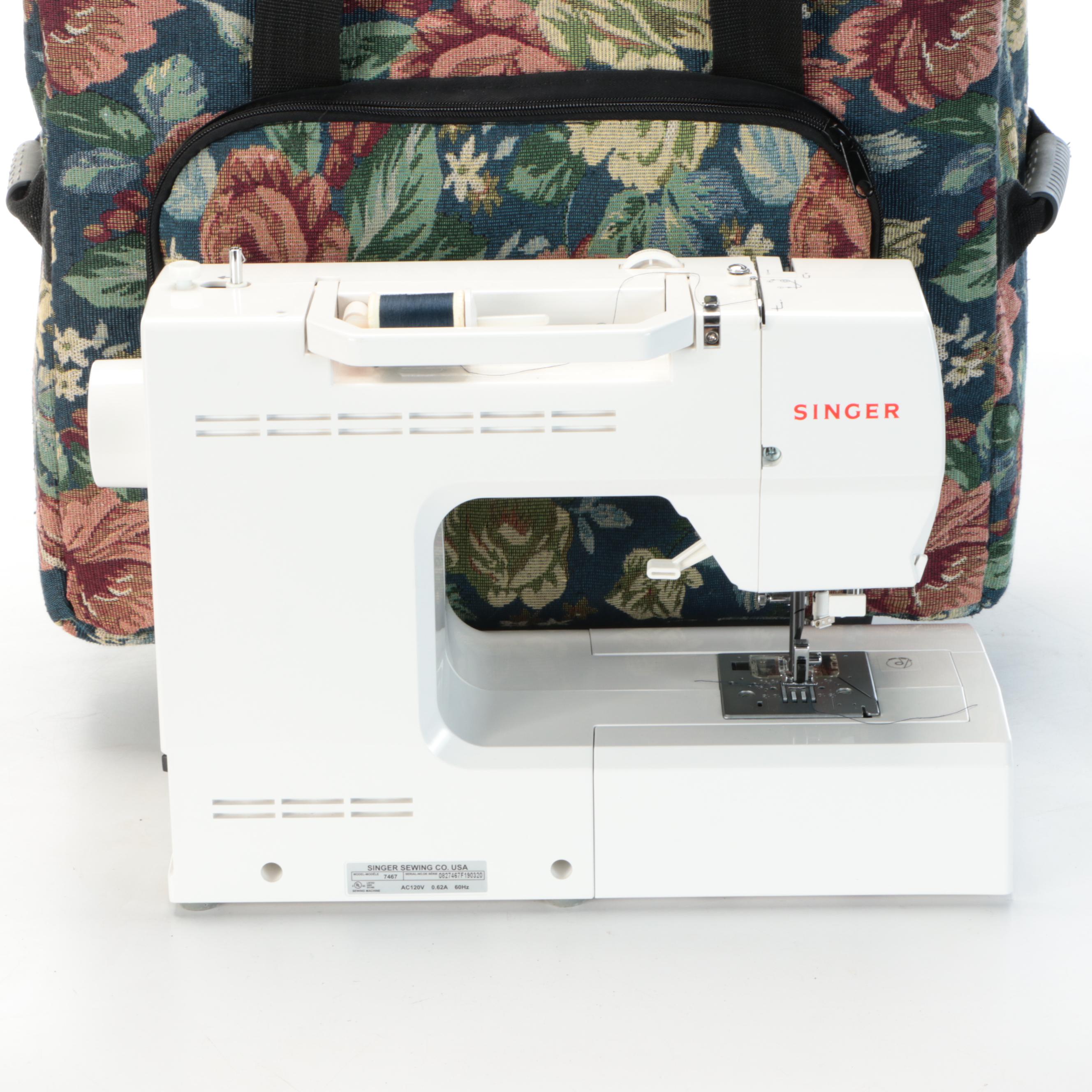 Singer "Confidence" Sewing Machine with Tapestry Wheeled Carry Case