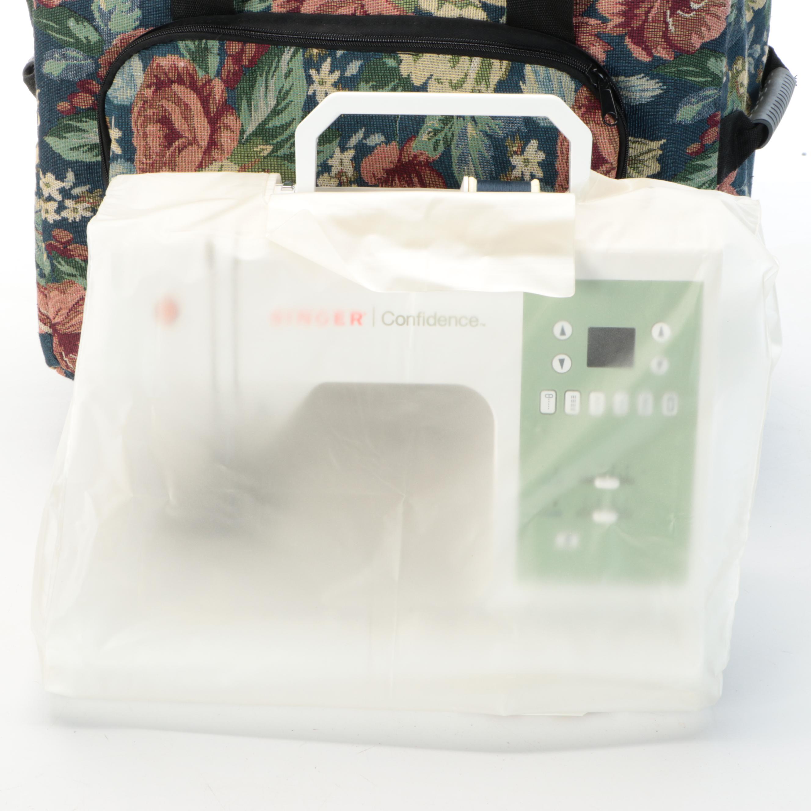 Singer "Confidence" Sewing Machine with Tapestry Wheeled Carry Case