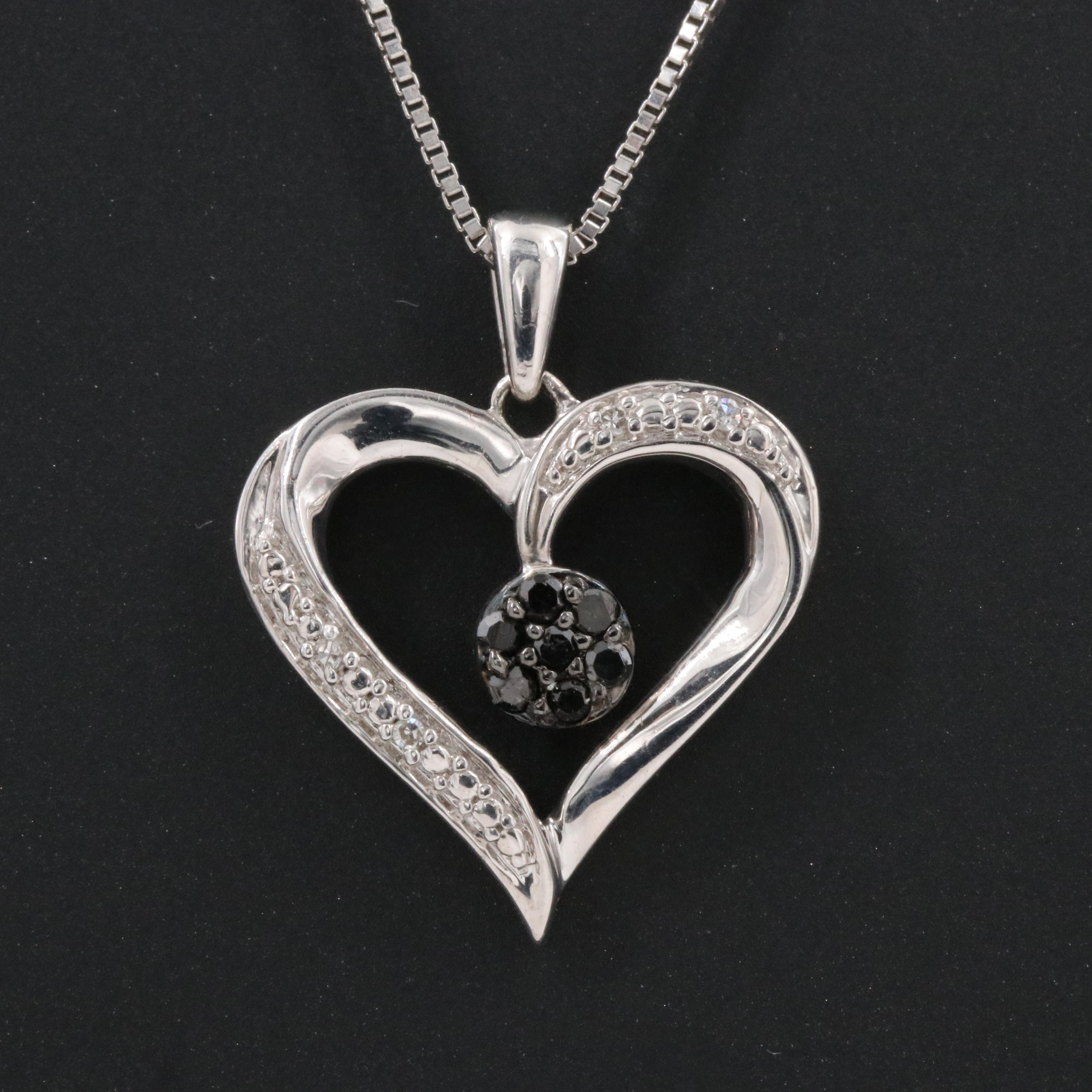 Sterling Diamond Heart Pendant Necklace