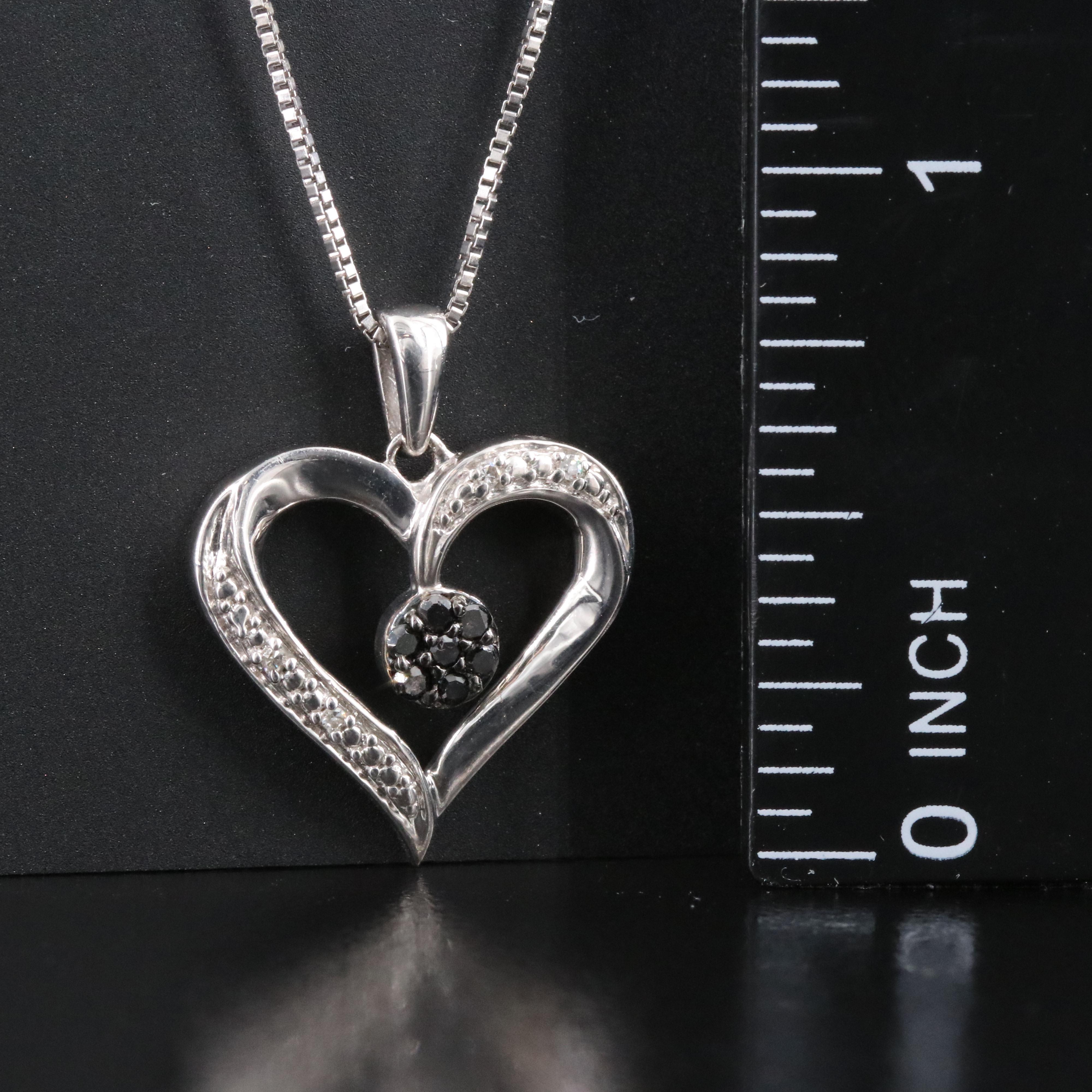 Sterling Diamond Heart Pendant Necklace
