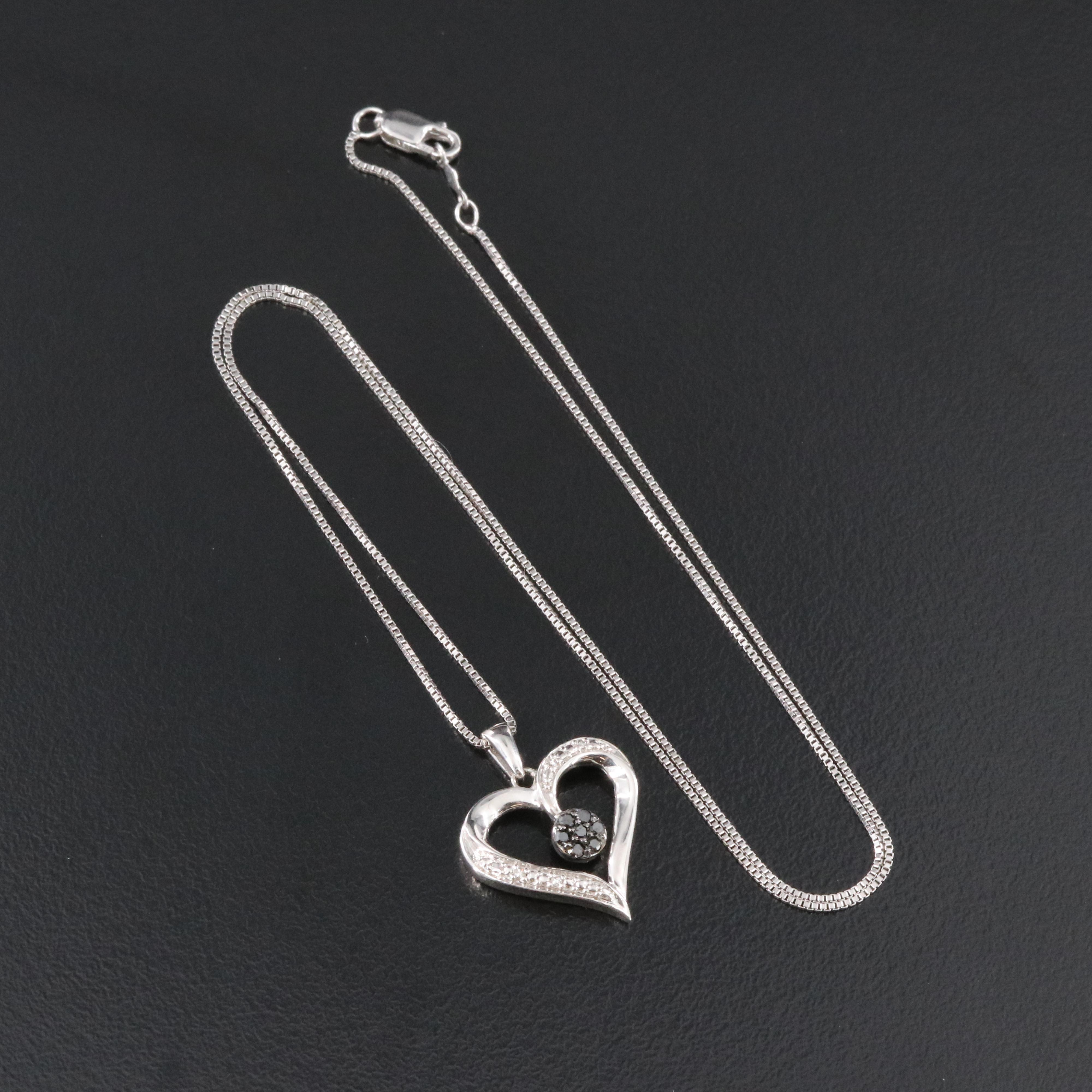 Sterling Diamond Heart Pendant Necklace