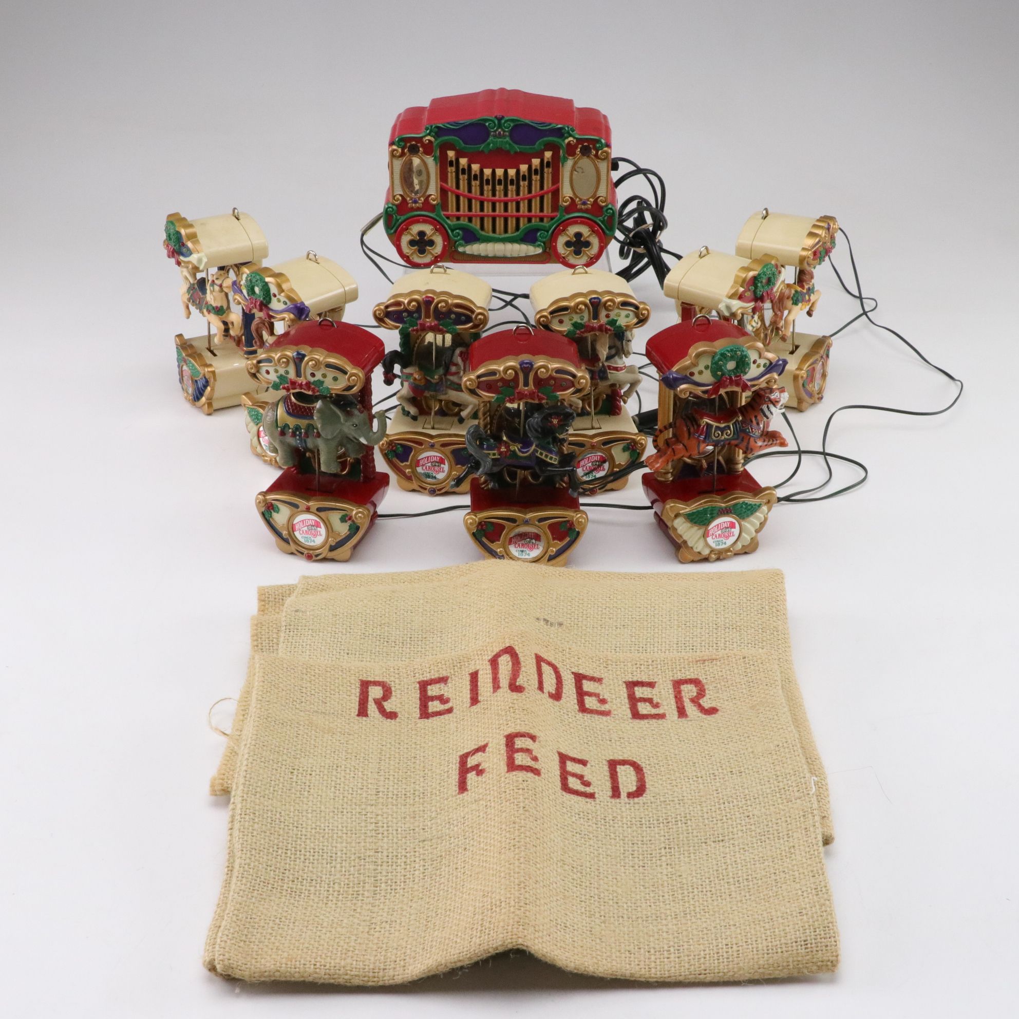 Mr. Christmas "Holiday Carousel" Light-Up Decor with "Reindeer Feed" Bags