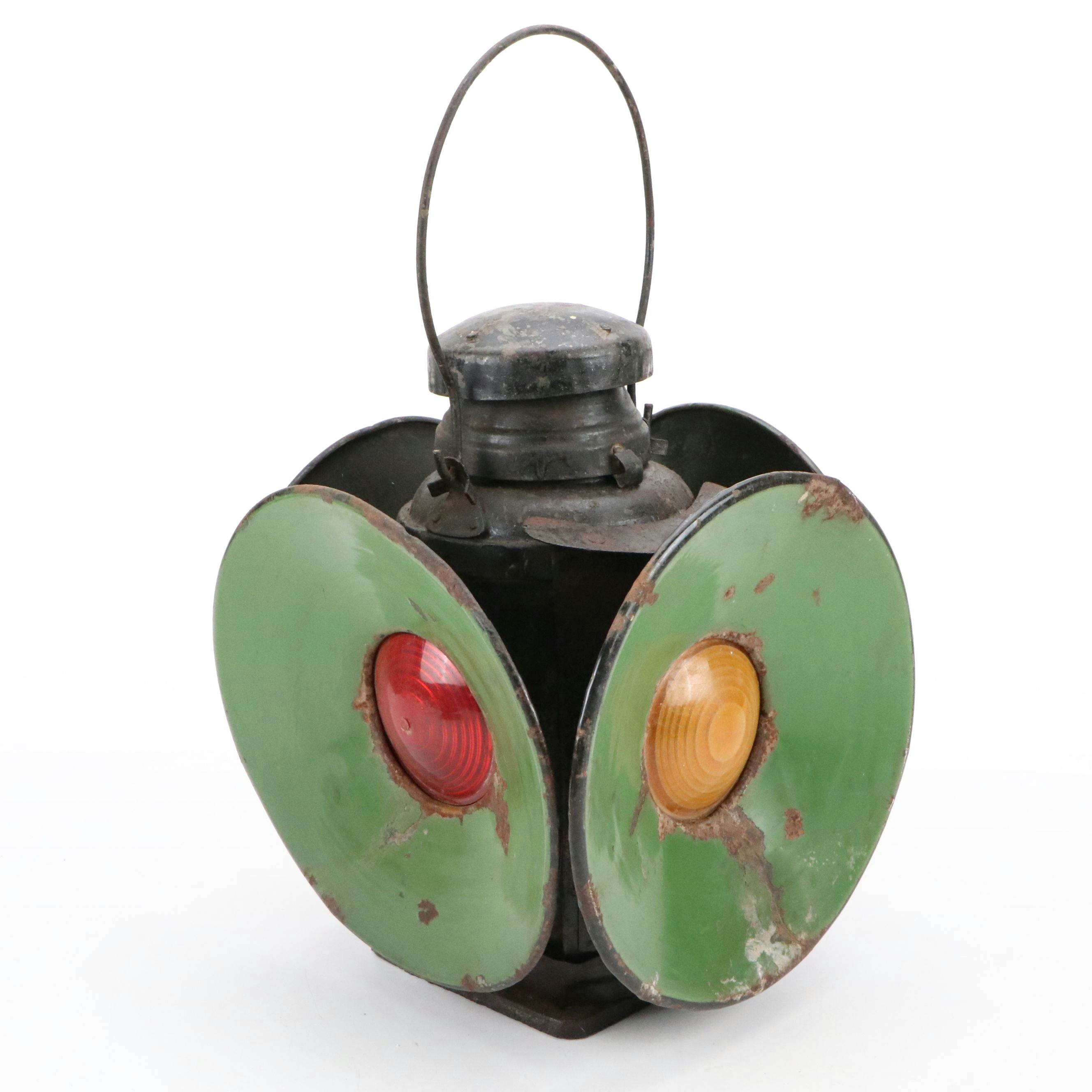 Railroad 4-Way Switch Signal Lamp, Early to Mid-20th Century