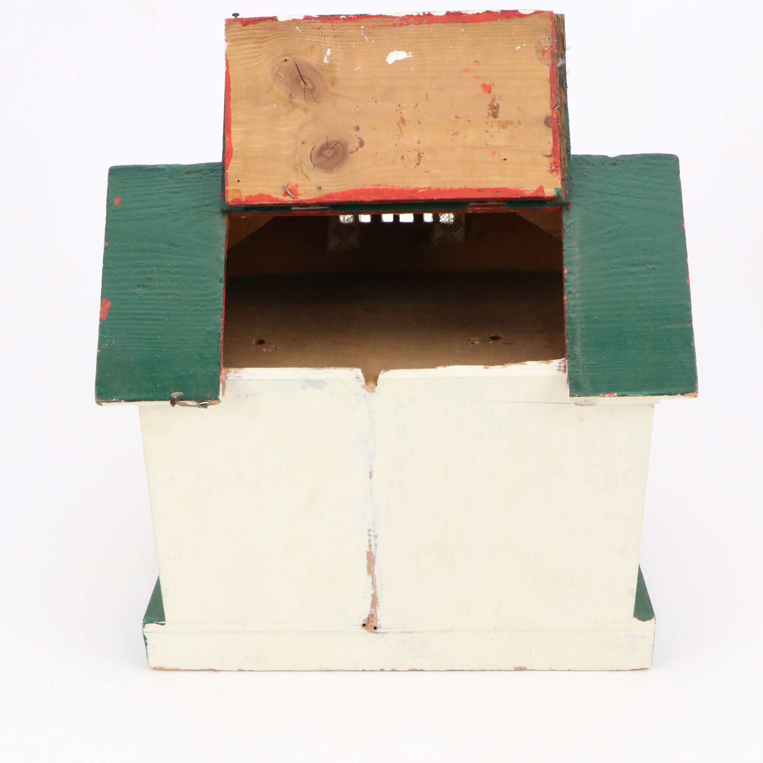 Handmade Wood Dollhouse with Figures and Furniture, Late 20th Century