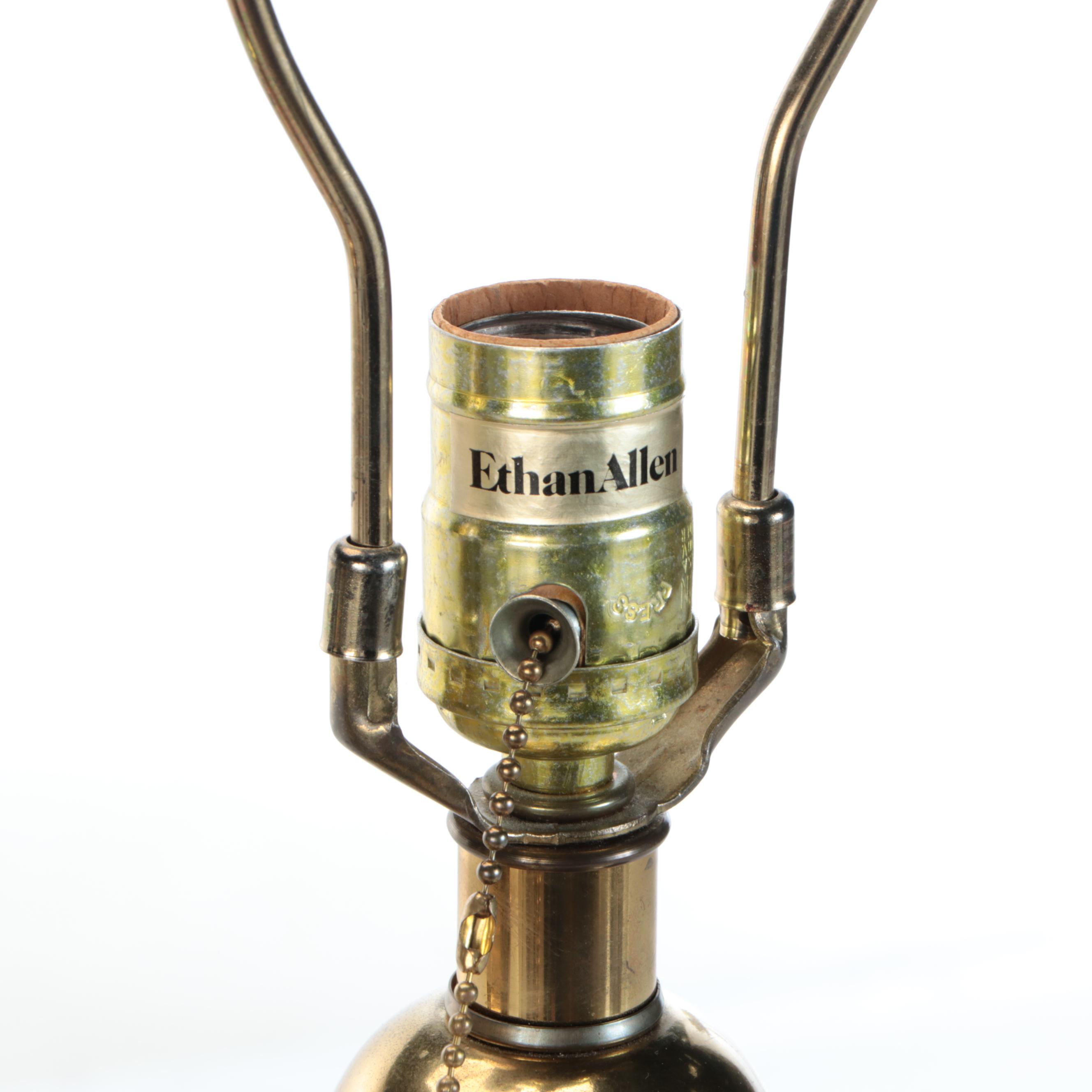 Pair of Ethan Allen Lacqured Brass Tea Canister Style Table Lamps, Vintage