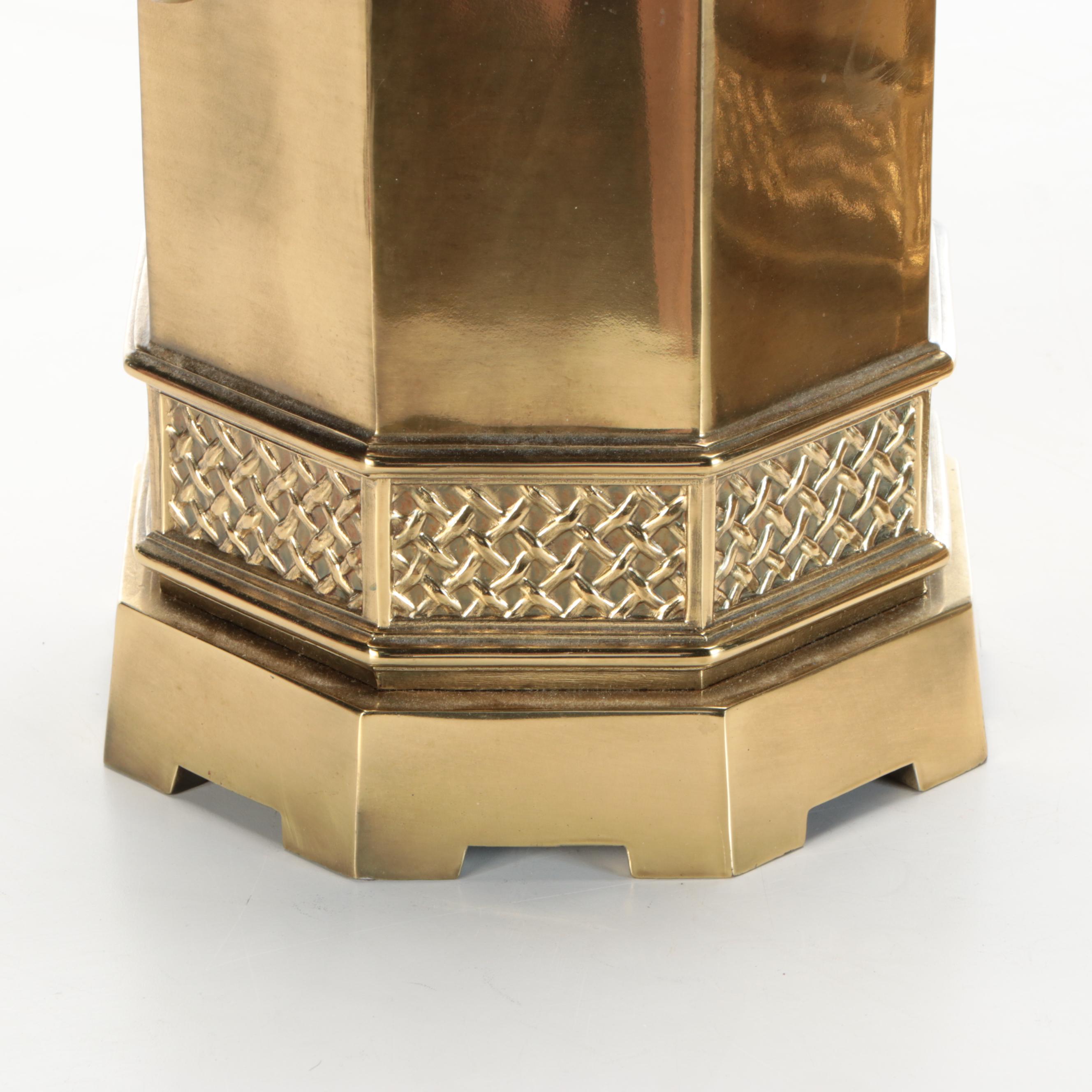 Pair of Ethan Allen Lacqured Brass Tea Canister Style Table Lamps, Vintage