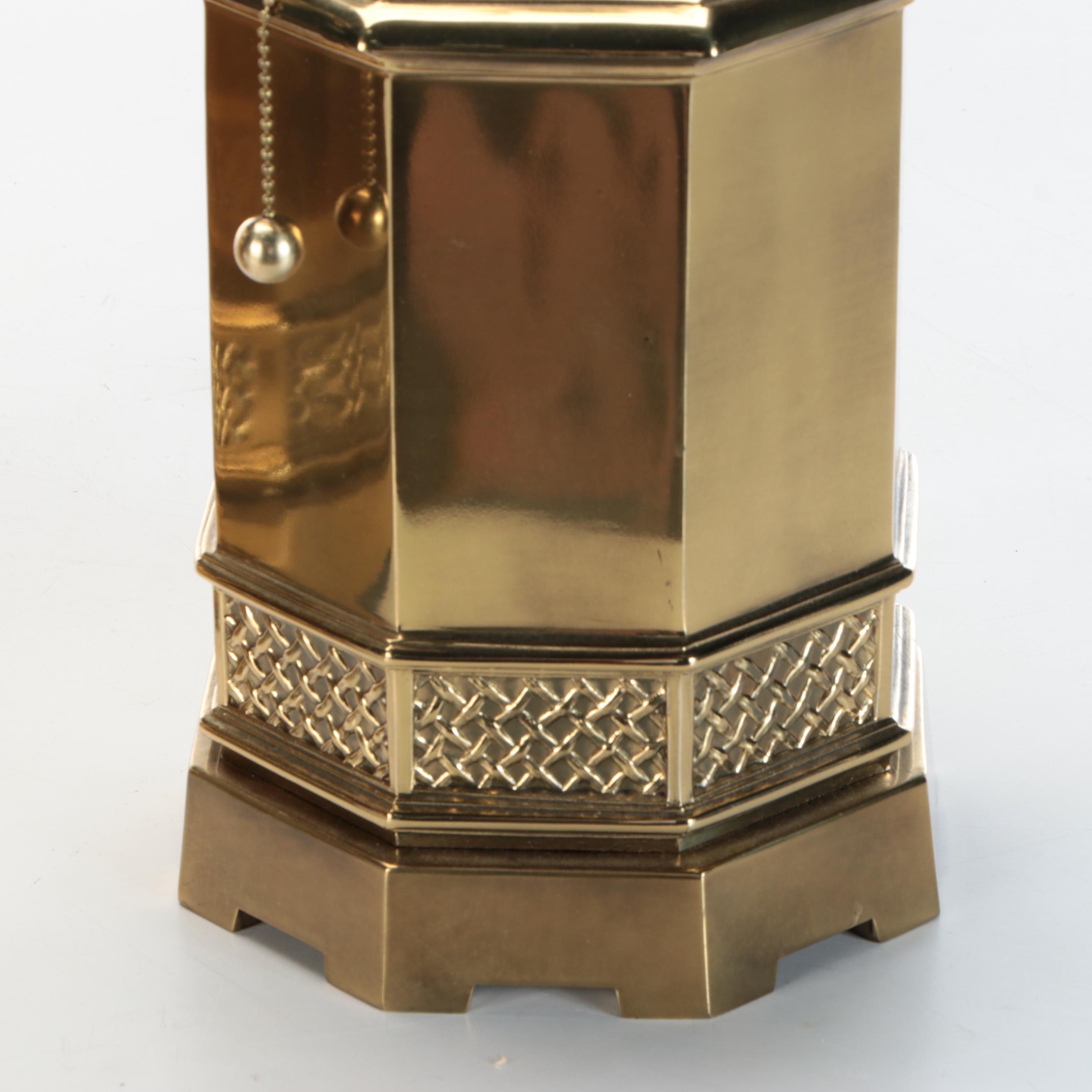 Pair of Ethan Allen Lacqured Brass Tea Canister Style Table Lamps, Vintage