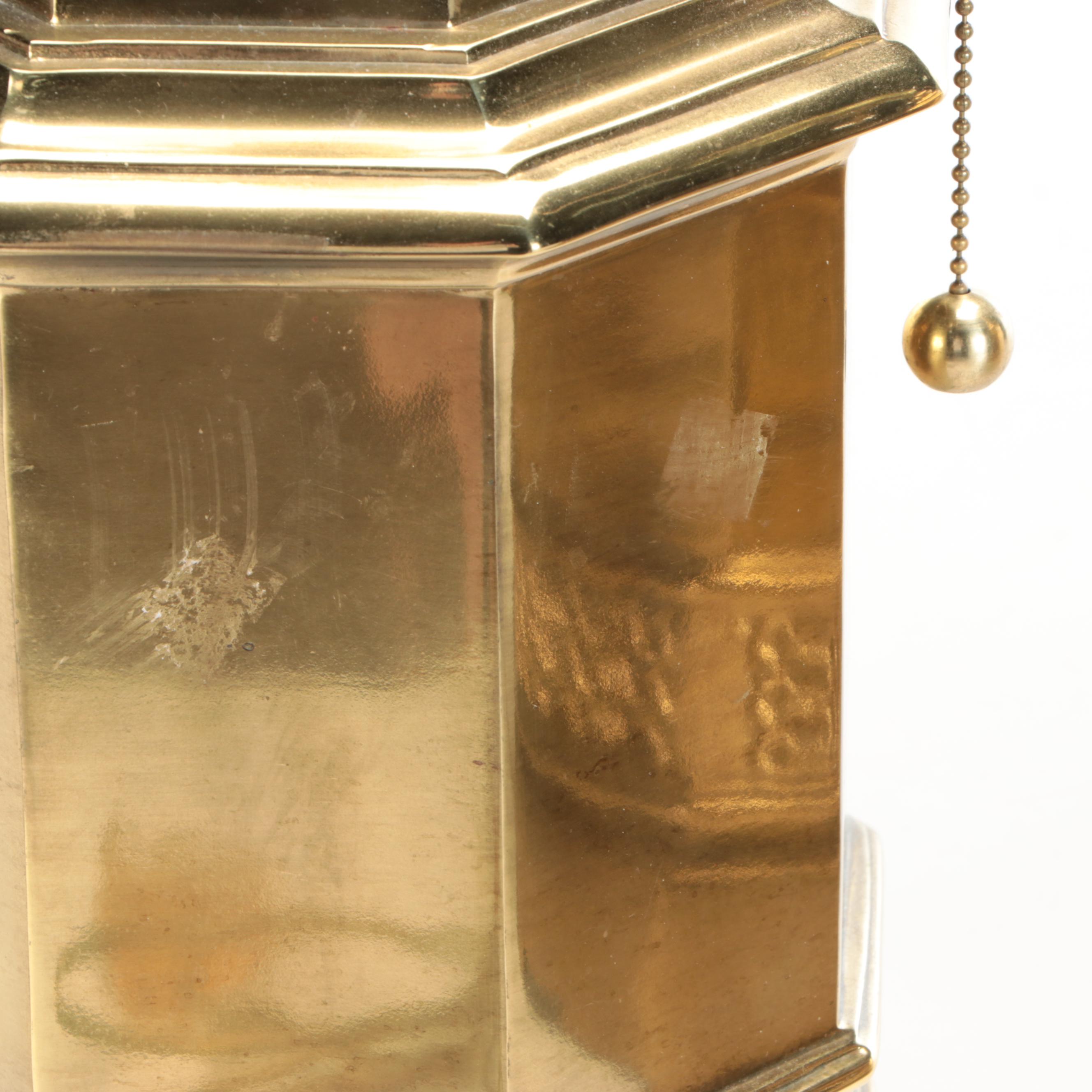 Pair of Ethan Allen Lacqured Brass Tea Canister Style Table Lamps, Vintage