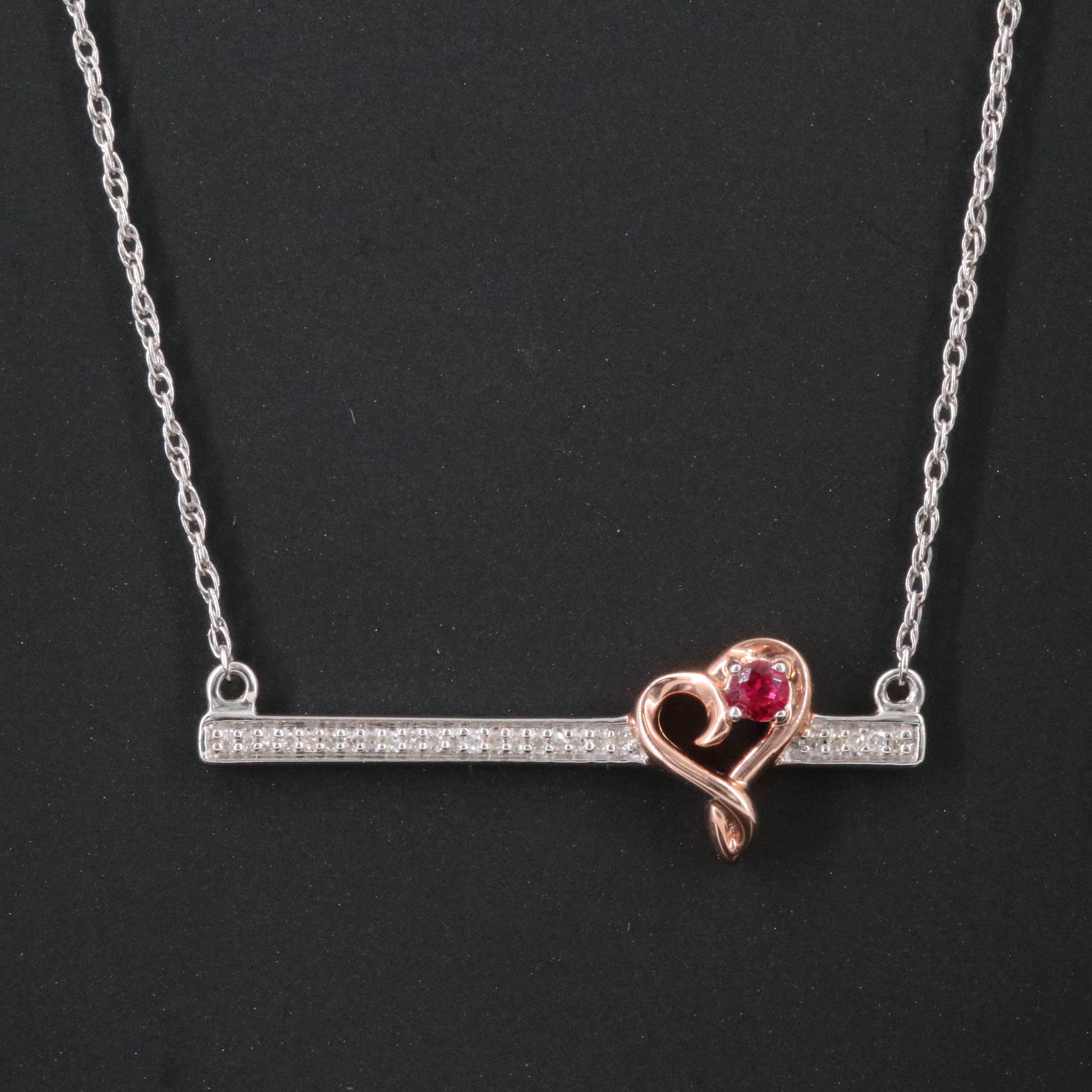 Sterling Ruby and Diamond Necklace