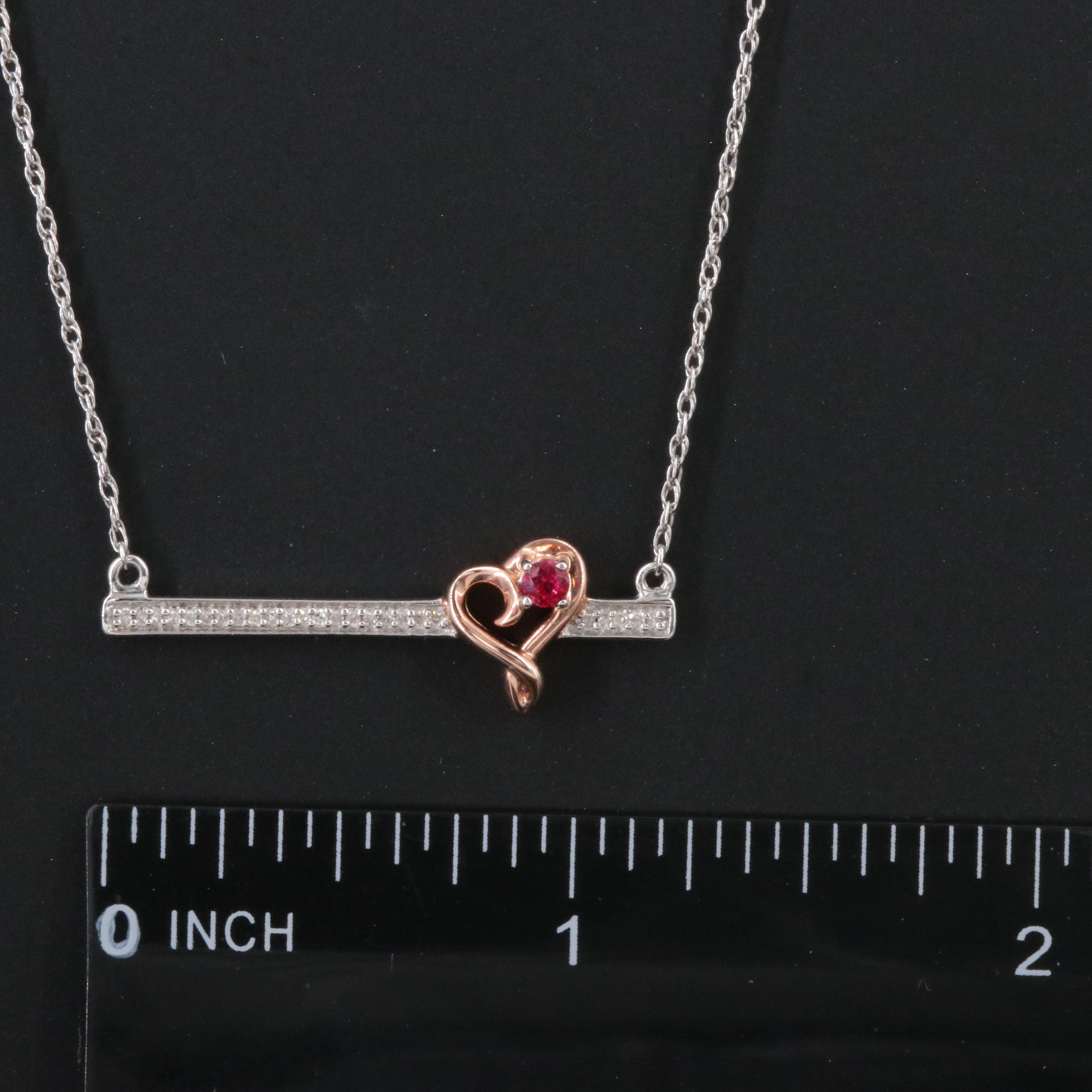 Sterling Ruby and Diamond Necklace