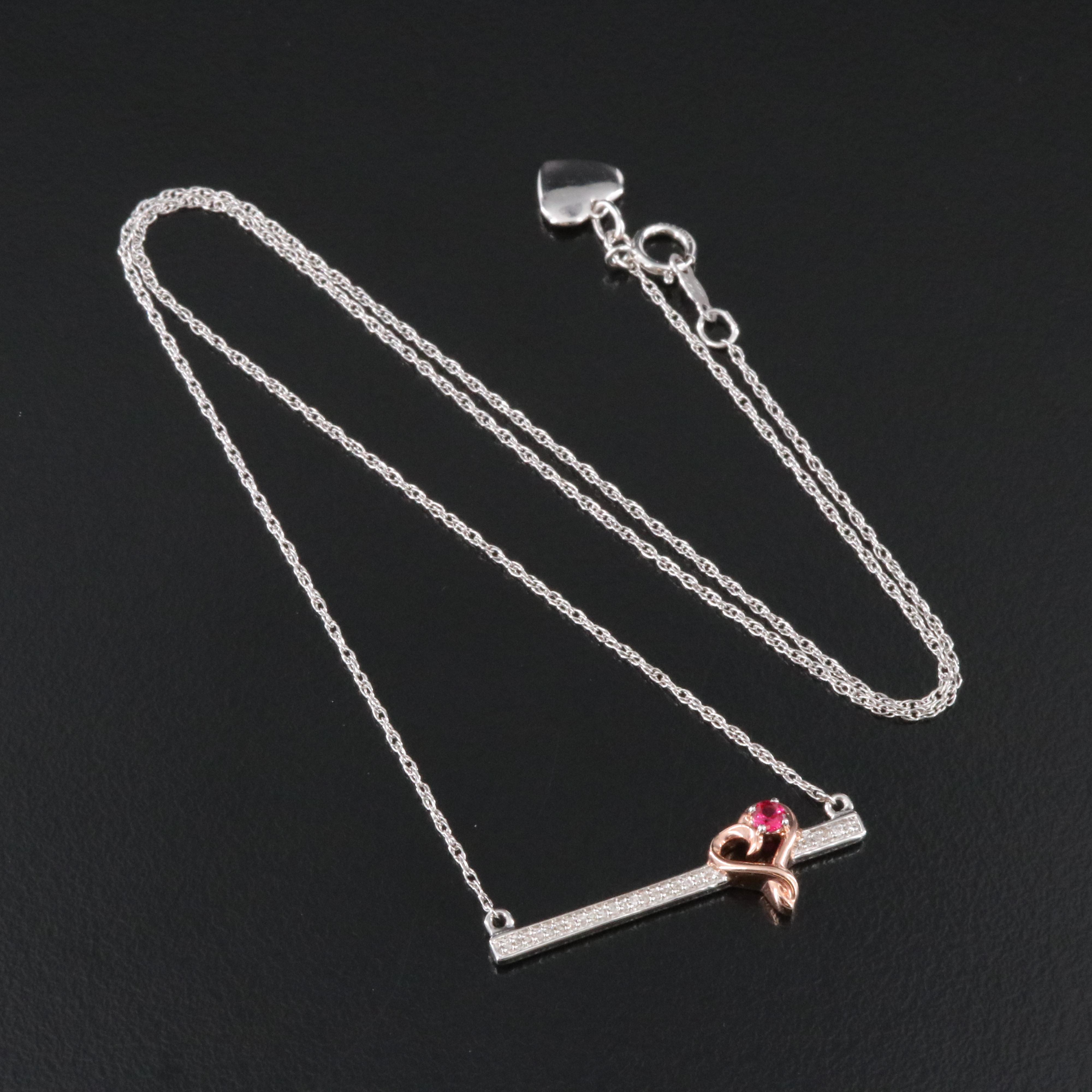 Sterling Ruby and Diamond Necklace