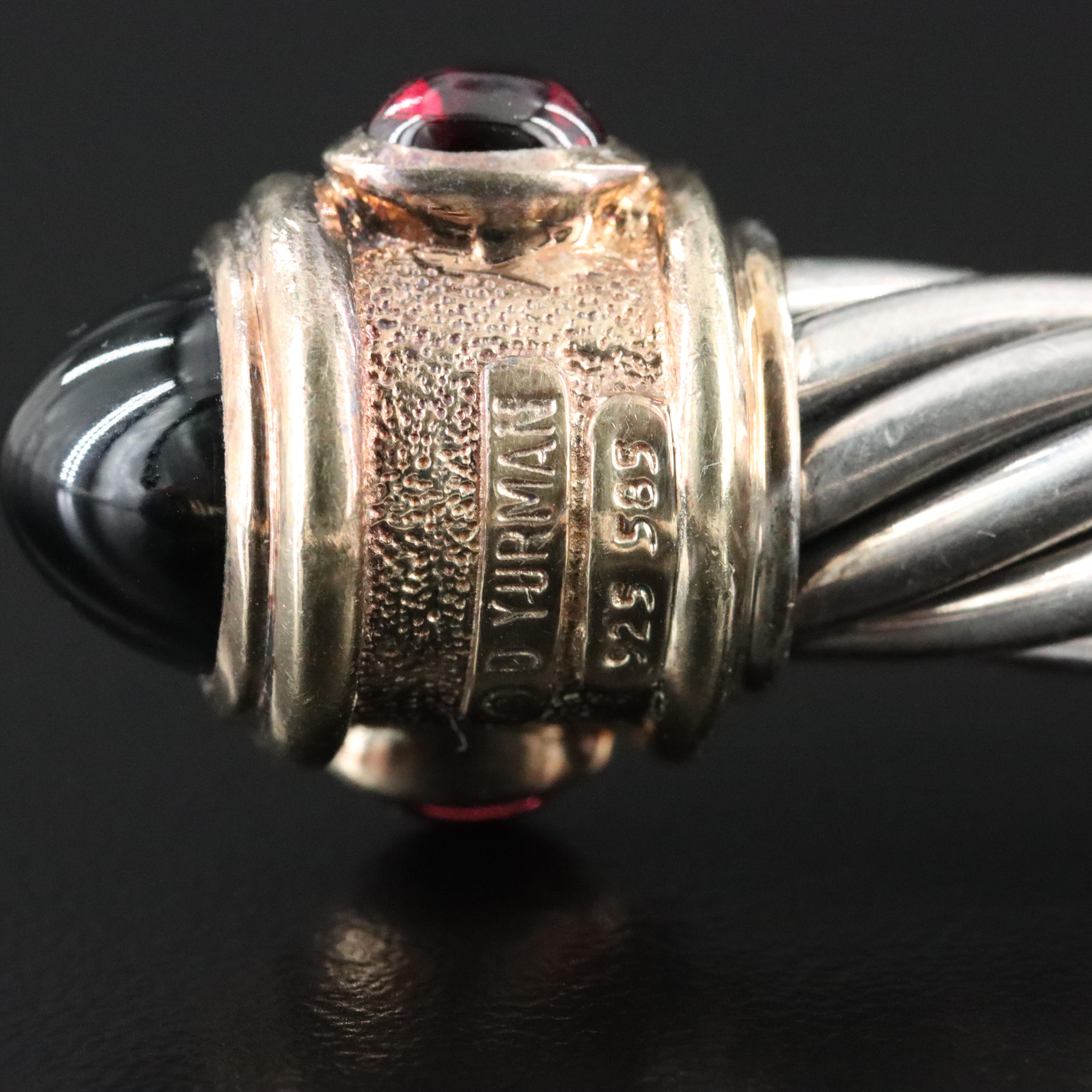 David Yurman Renaissance Sterling and 14K Gemstone Hinged Bracelet