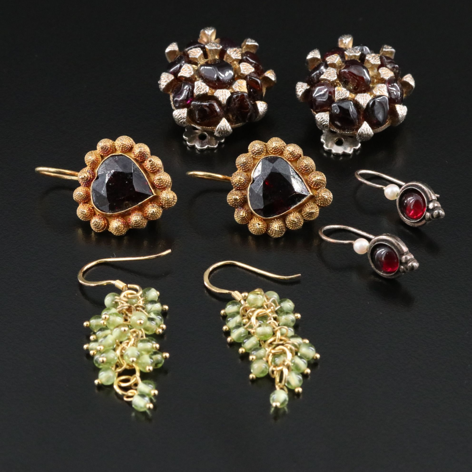 Sterling, Garnet and Peridot Featured in Vintage Earrings