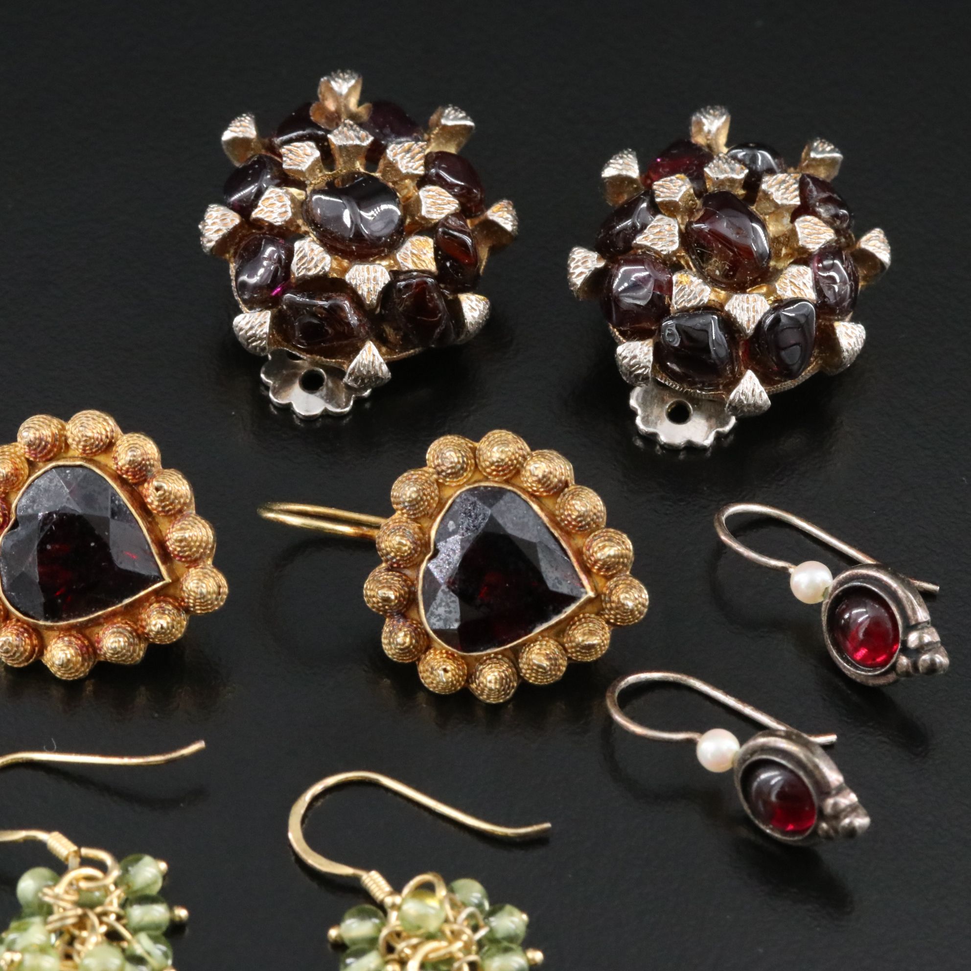 Sterling, Garnet and Peridot Featured in Vintage Earrings
