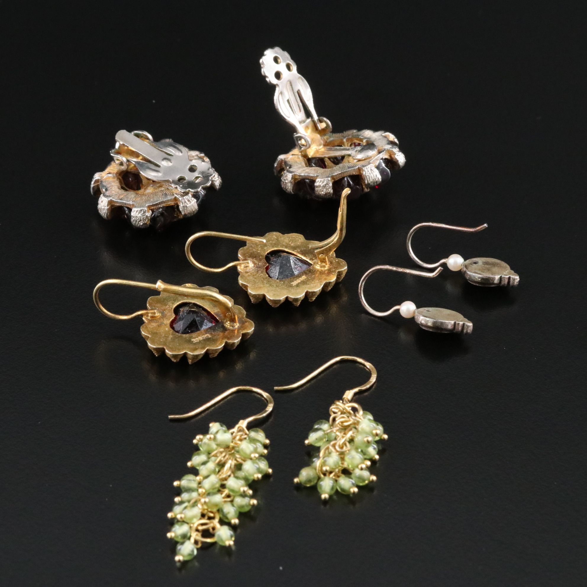 Sterling, Garnet and Peridot Featured in Vintage Earrings