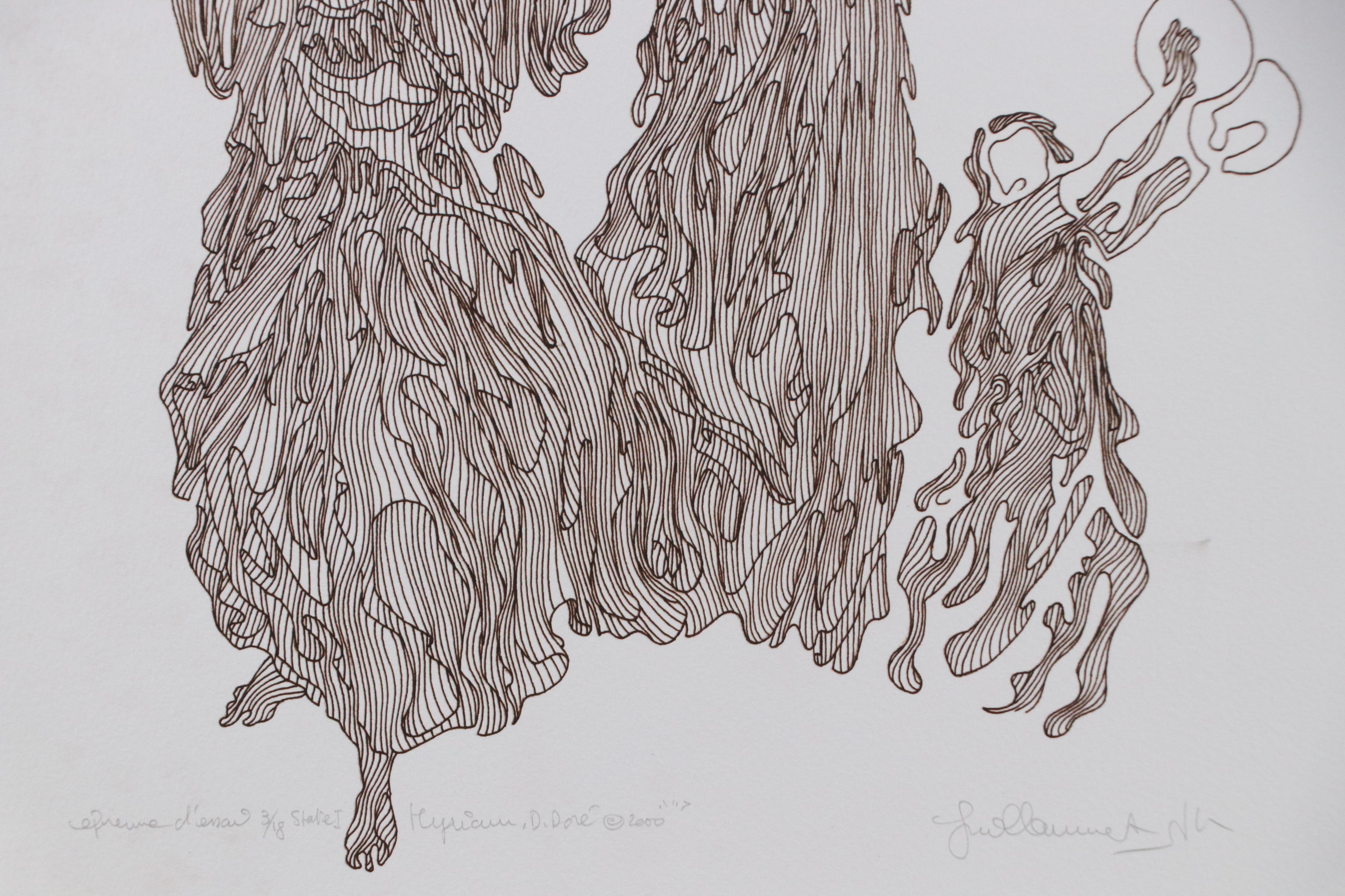 Guillaume Azoulay Stylized Line Giclées with Gathered Figures, 2000