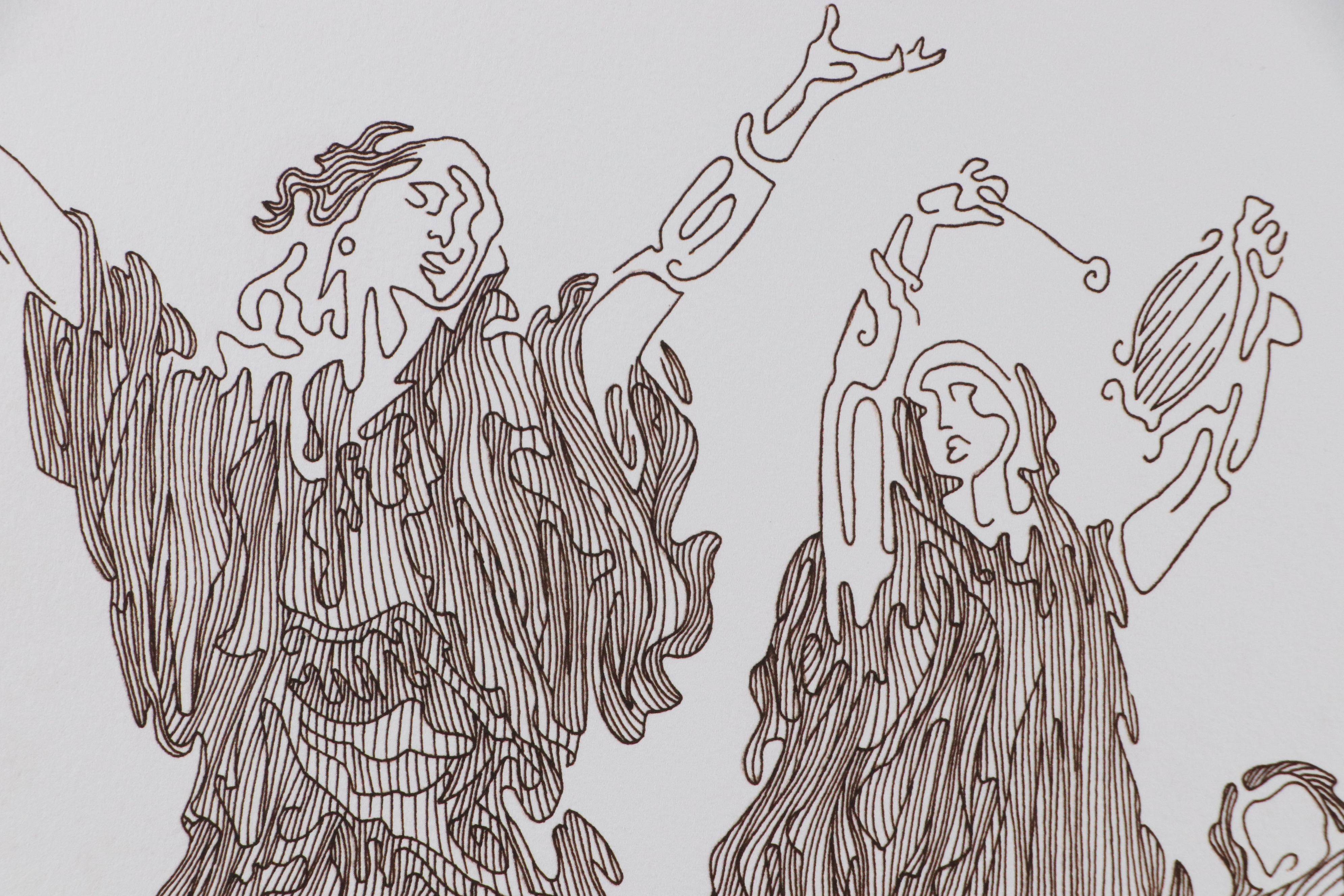 Guillaume Azoulay Stylized Line Giclées with Gathered Figures, 2000