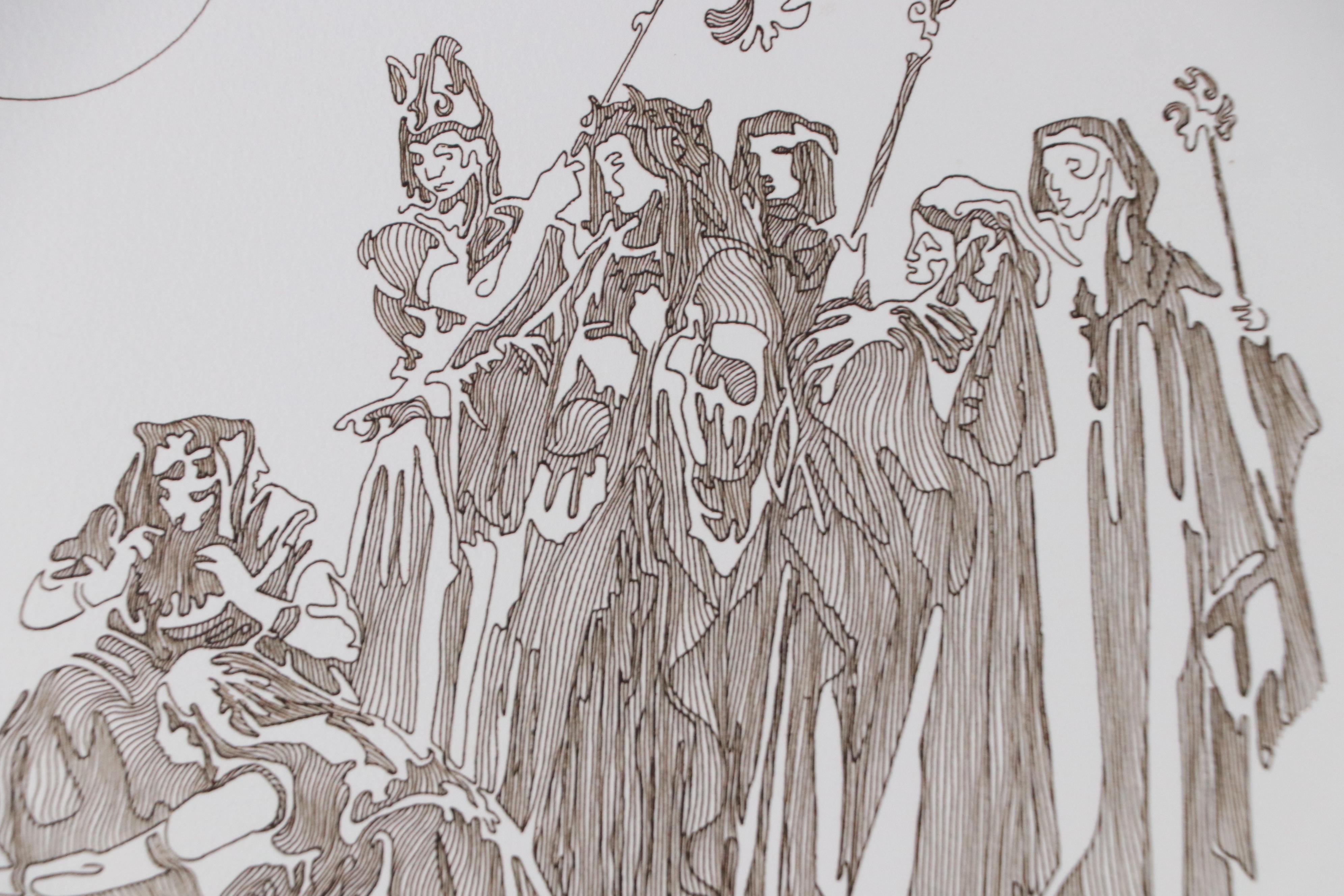 Guillaume Azoulay Stylized Line Giclées with Gathered Figures, 2000