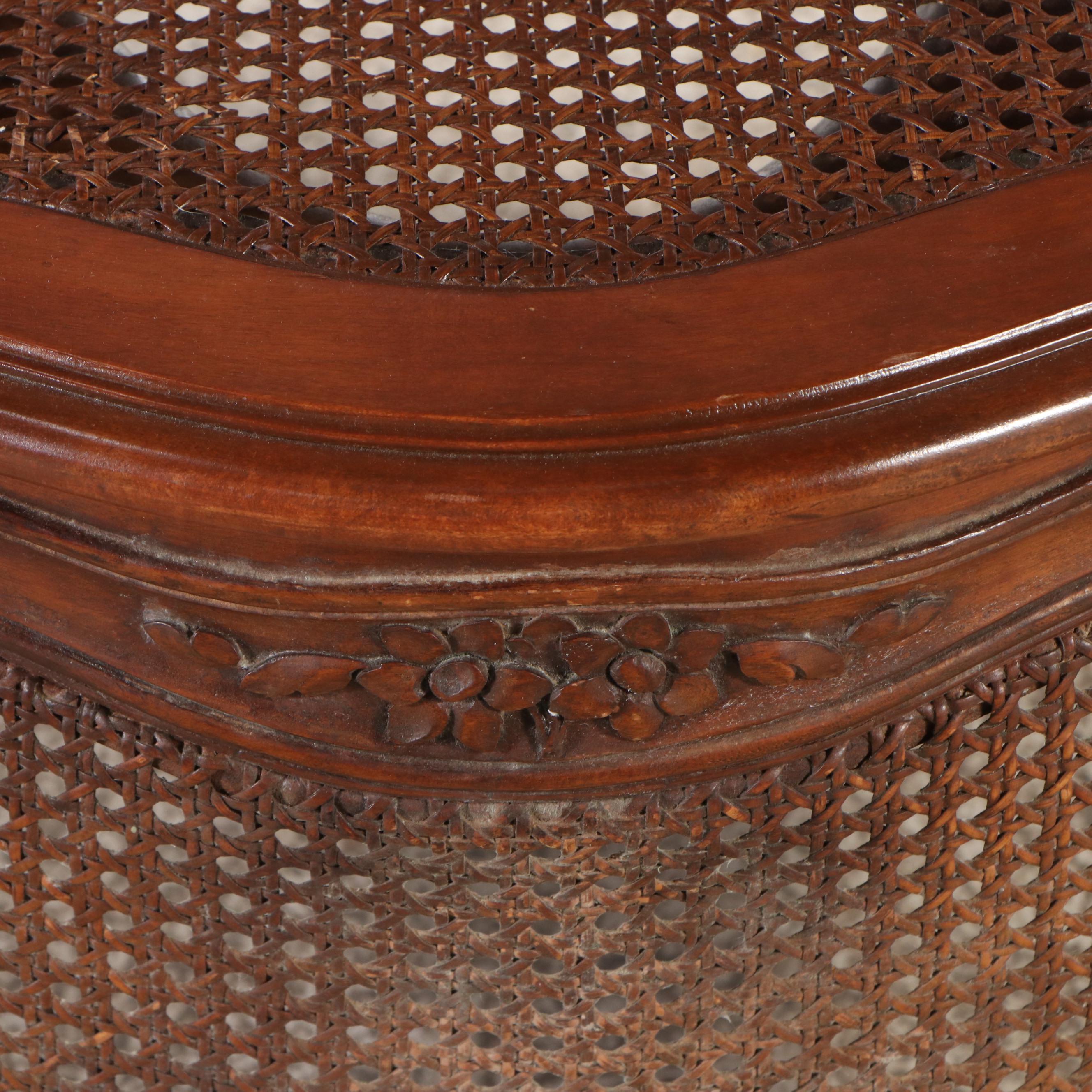 Louis XV Style Style Cane-Paneled Beech Commode Chair