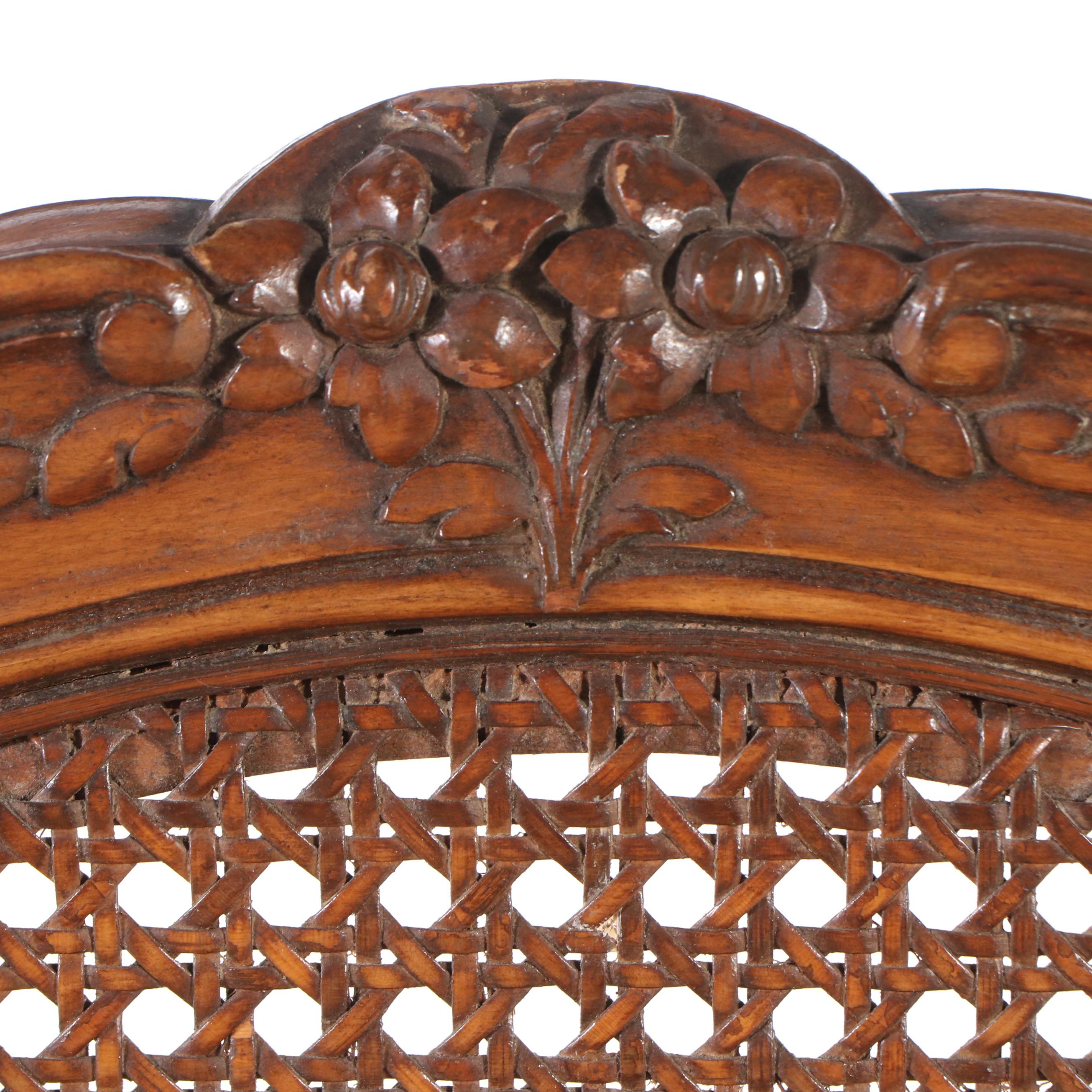 Louis XV Style Style Cane-Paneled Beech Commode Chair