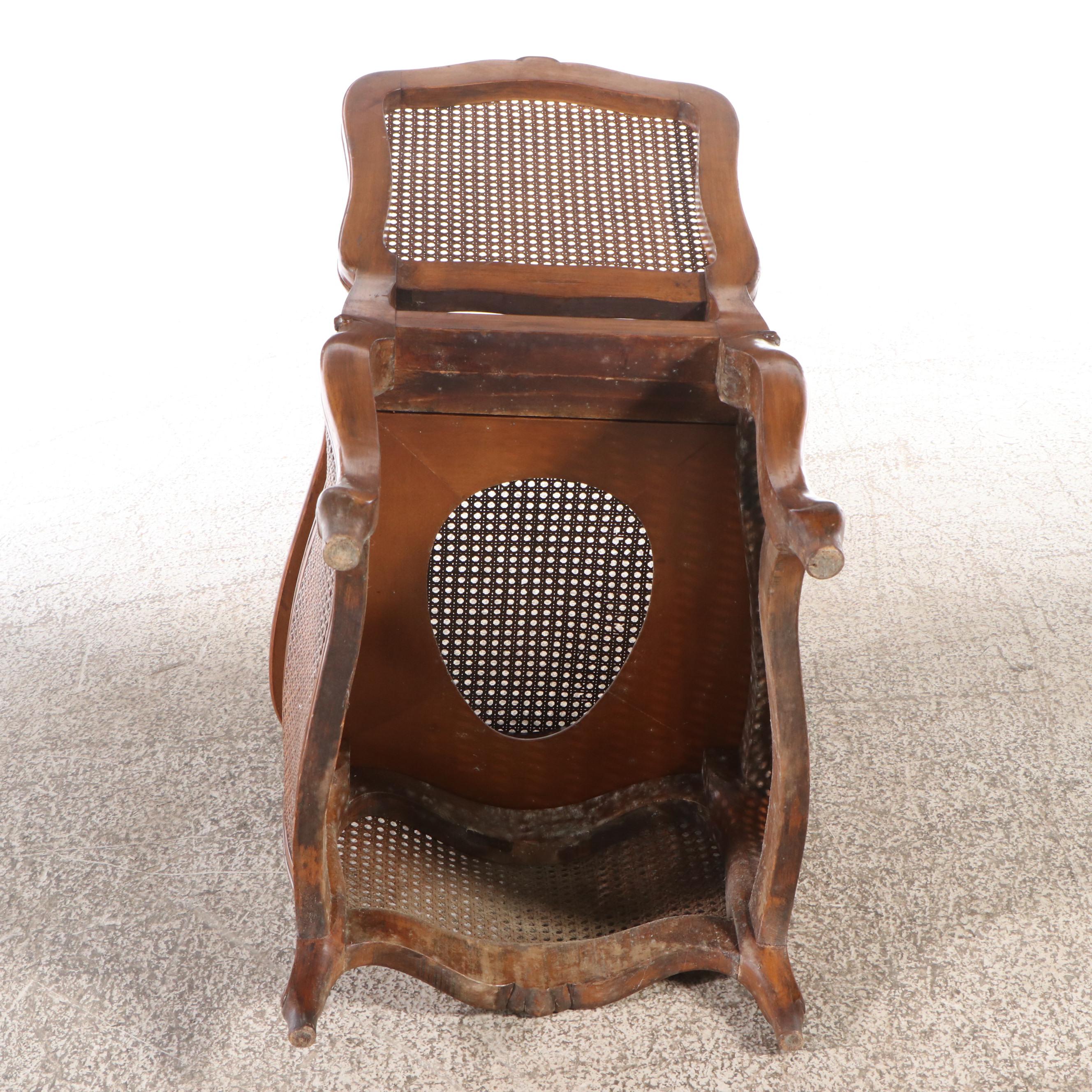 Louis XV Style Style Cane-Paneled Beech Commode Chair