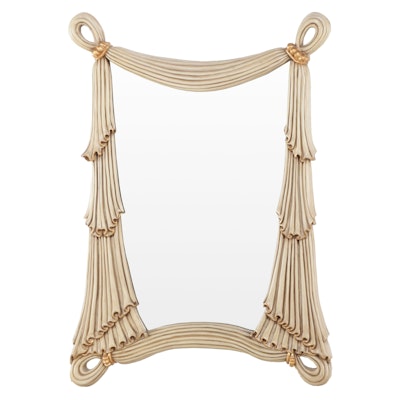 Hollywood Regency Style Draped Swag Wall Mirror, 21st Century Hollywood Regency Style Draped Swag Wall Mirror, 21st Century