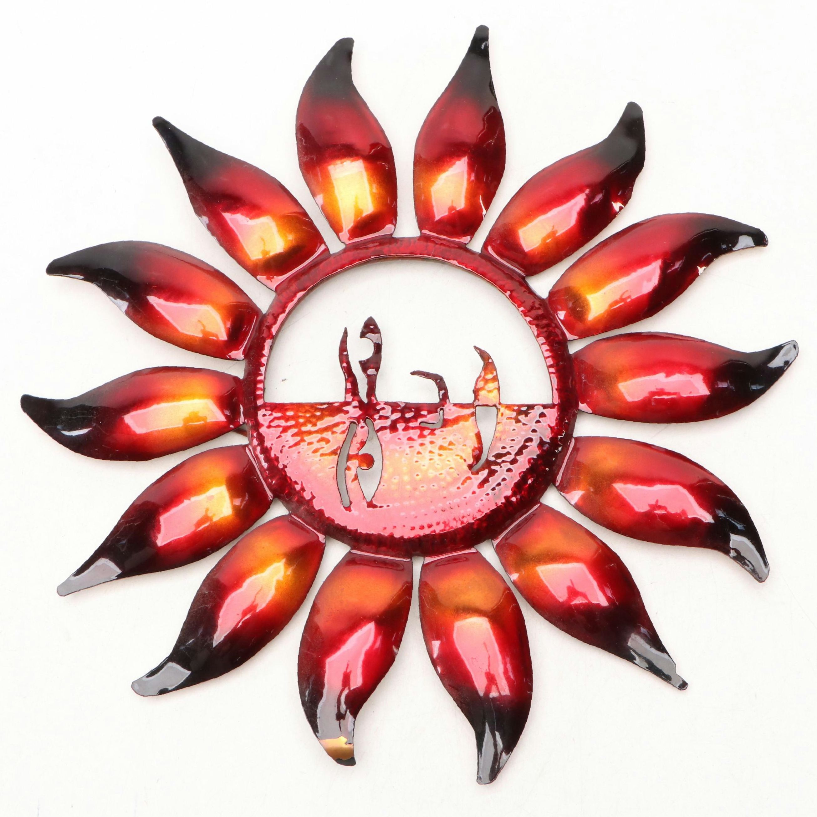 Painted Metal Sun Face Outdoor Decor