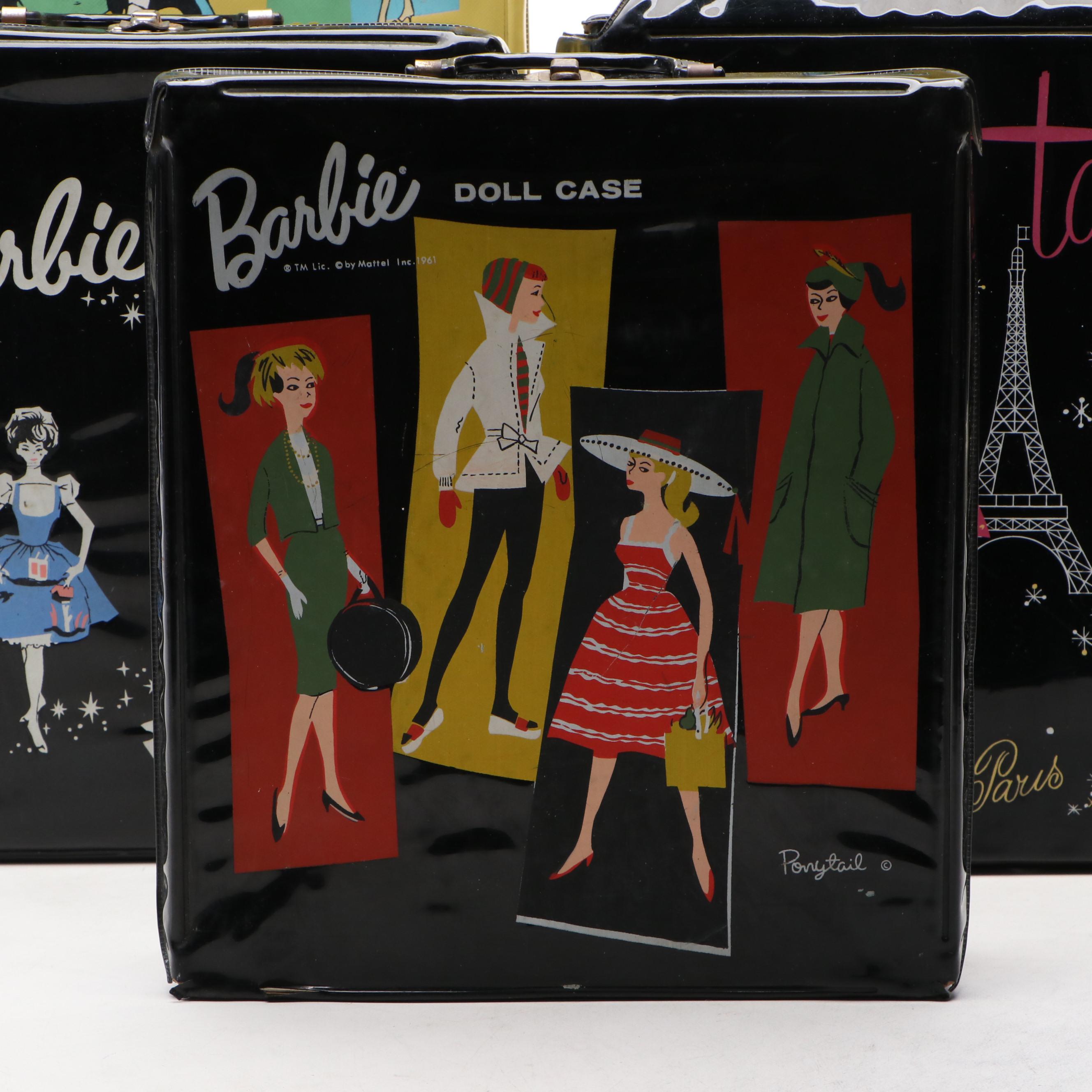 Mattel Barbie and Ken Doll Cases with Ideal Toy Corp Tammy Doll Case, Mid-20th C