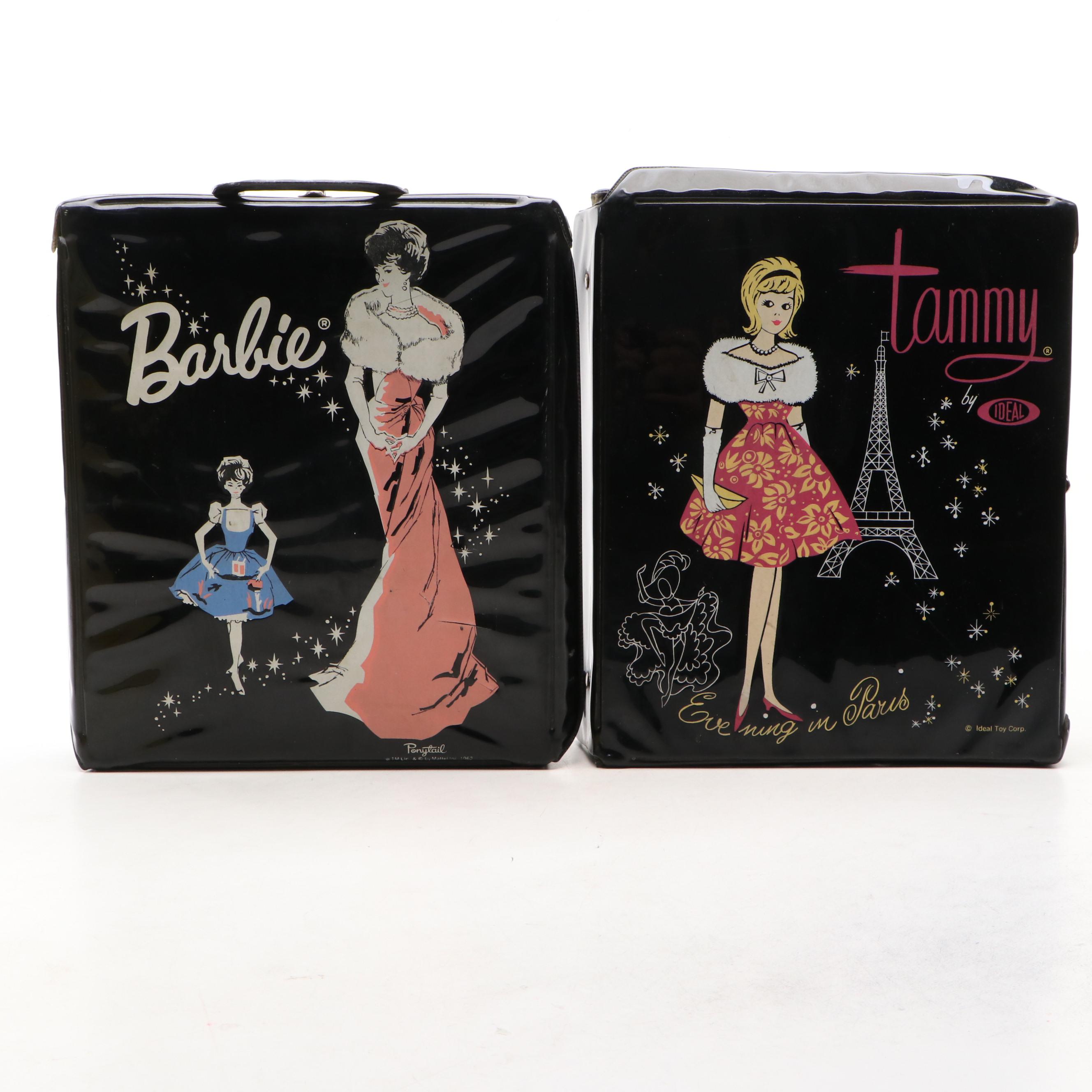 Mattel Barbie and Ken Doll Cases with Ideal Toy Corp Tammy Doll Case, Mid-20th C