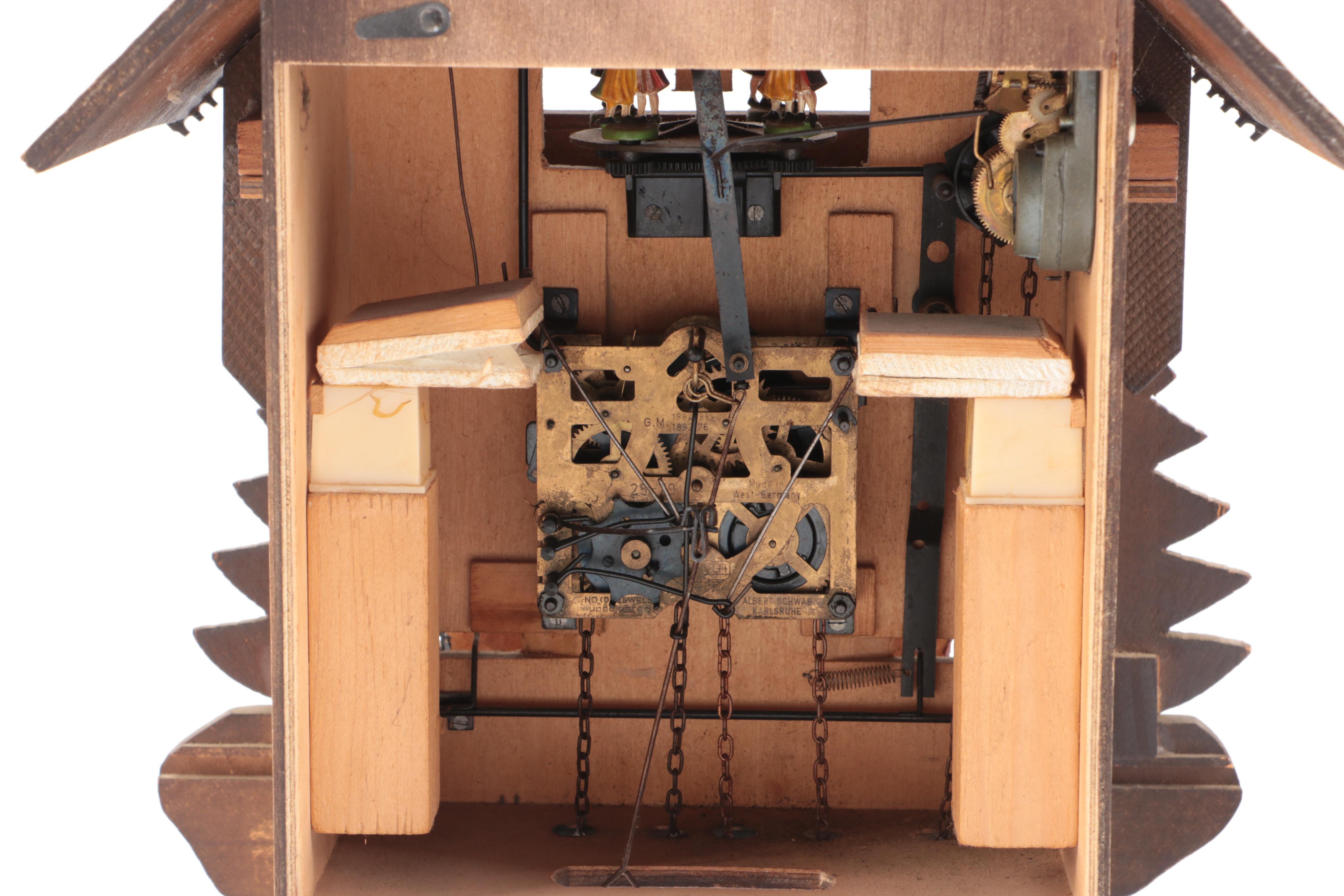 Albert Schwab Chalet Style Wooden Cuckoo Wall Clock, Mid to Late 20th C.