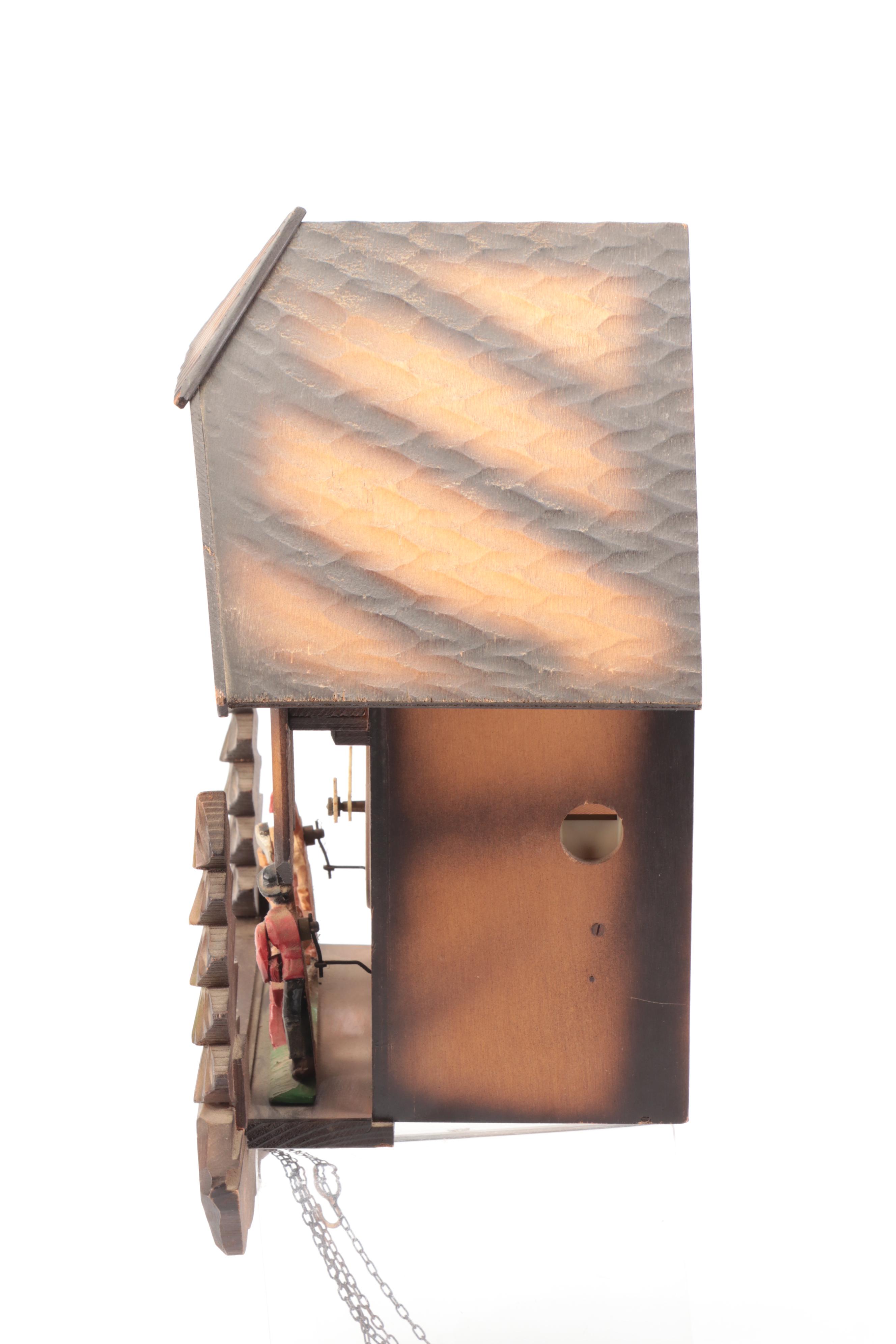 Albert Schwab Chalet Style Wooden Cuckoo Wall Clock, Mid to Late 20th C.