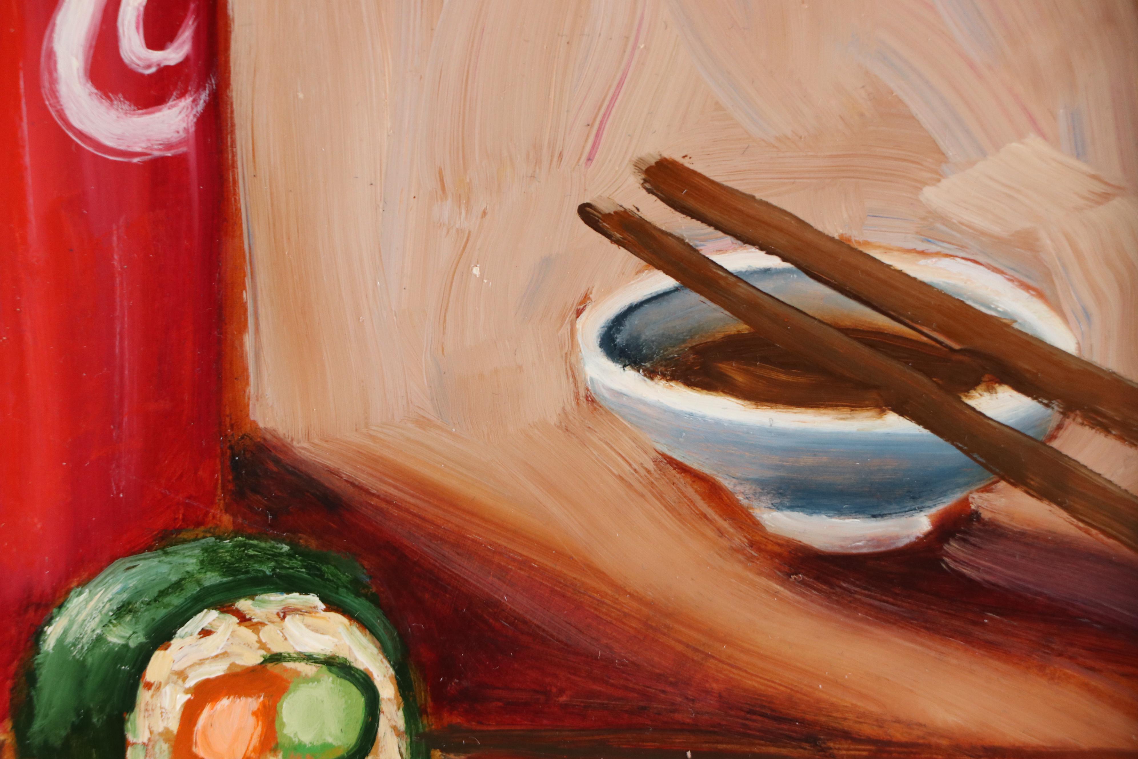 Natasha Gamm Still Life Oil Painting of Sushi, 21st Century