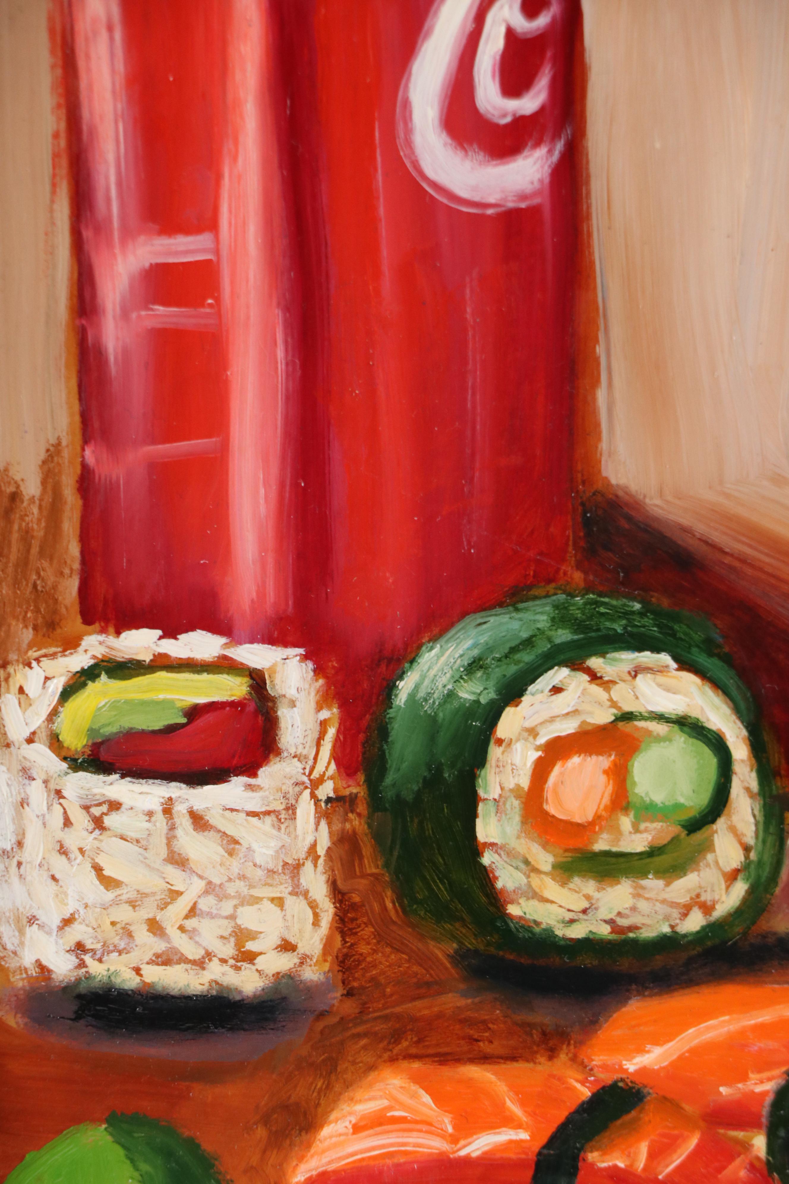 Natasha Gamm Still Life Oil Painting of Sushi, 21st Century