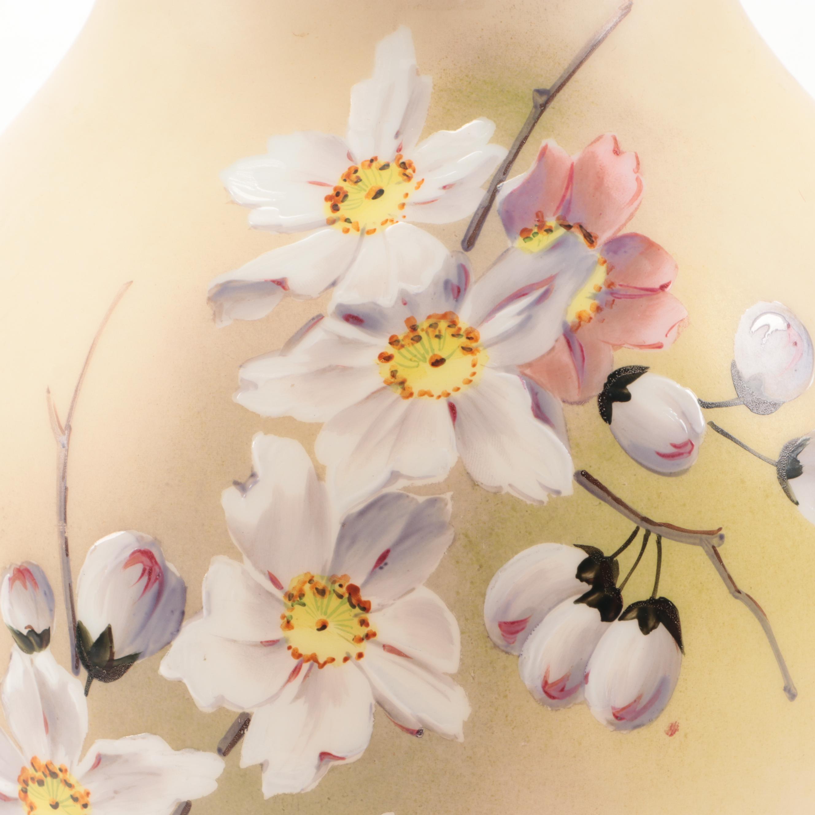 Hand-Painted Floral Glass Vase