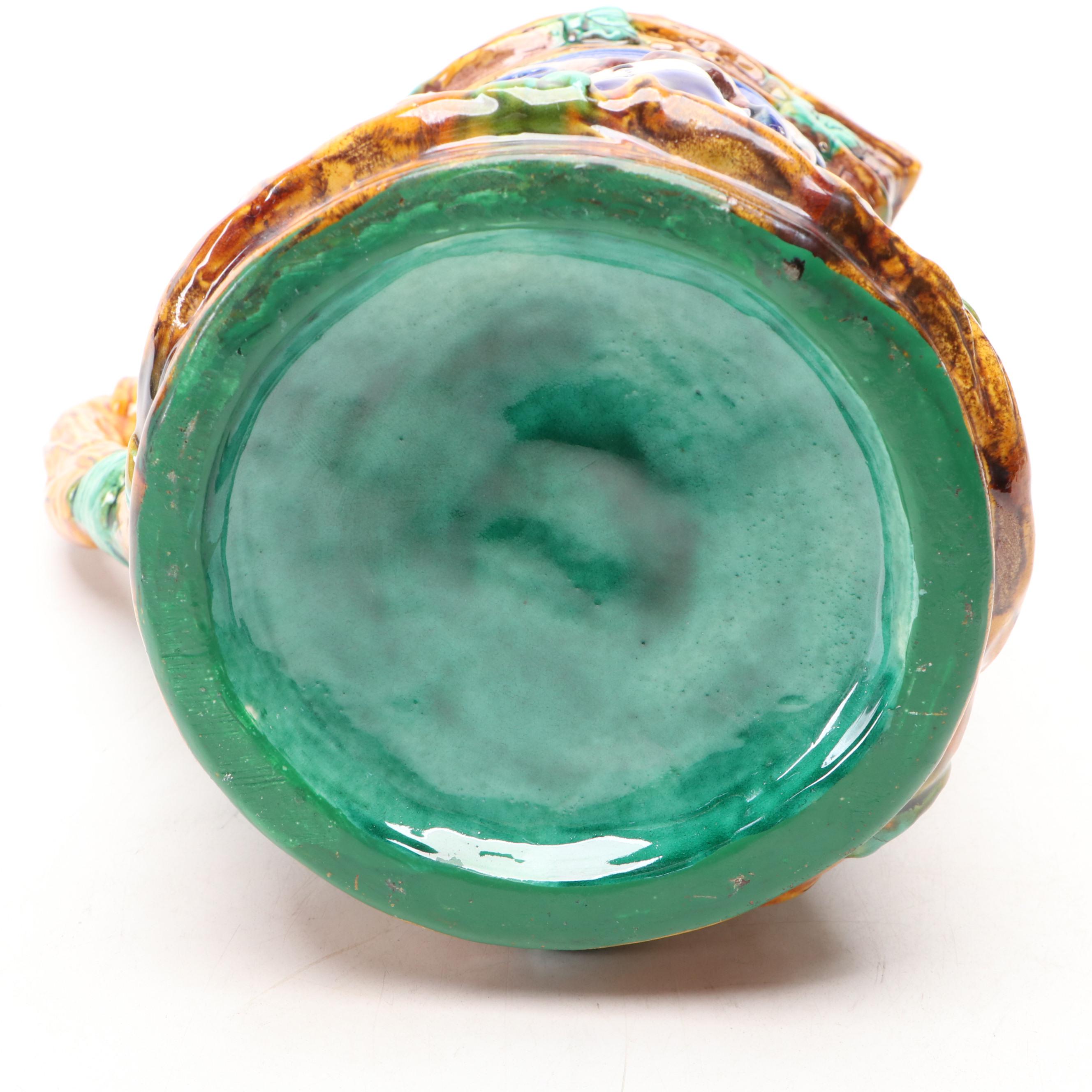 European Style Majolica Beer Pitcher