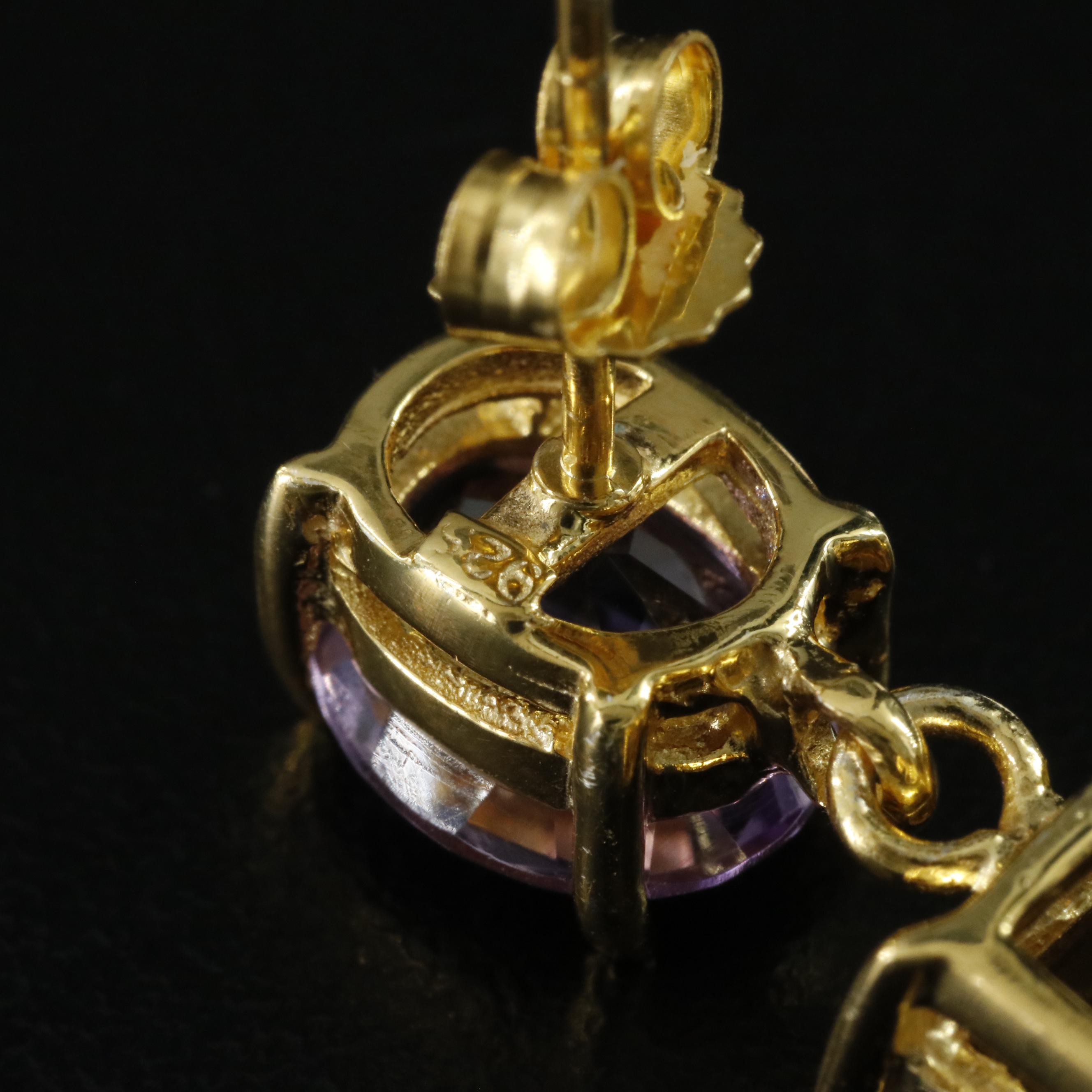 Sterling Citrine and Amethyst Earrings