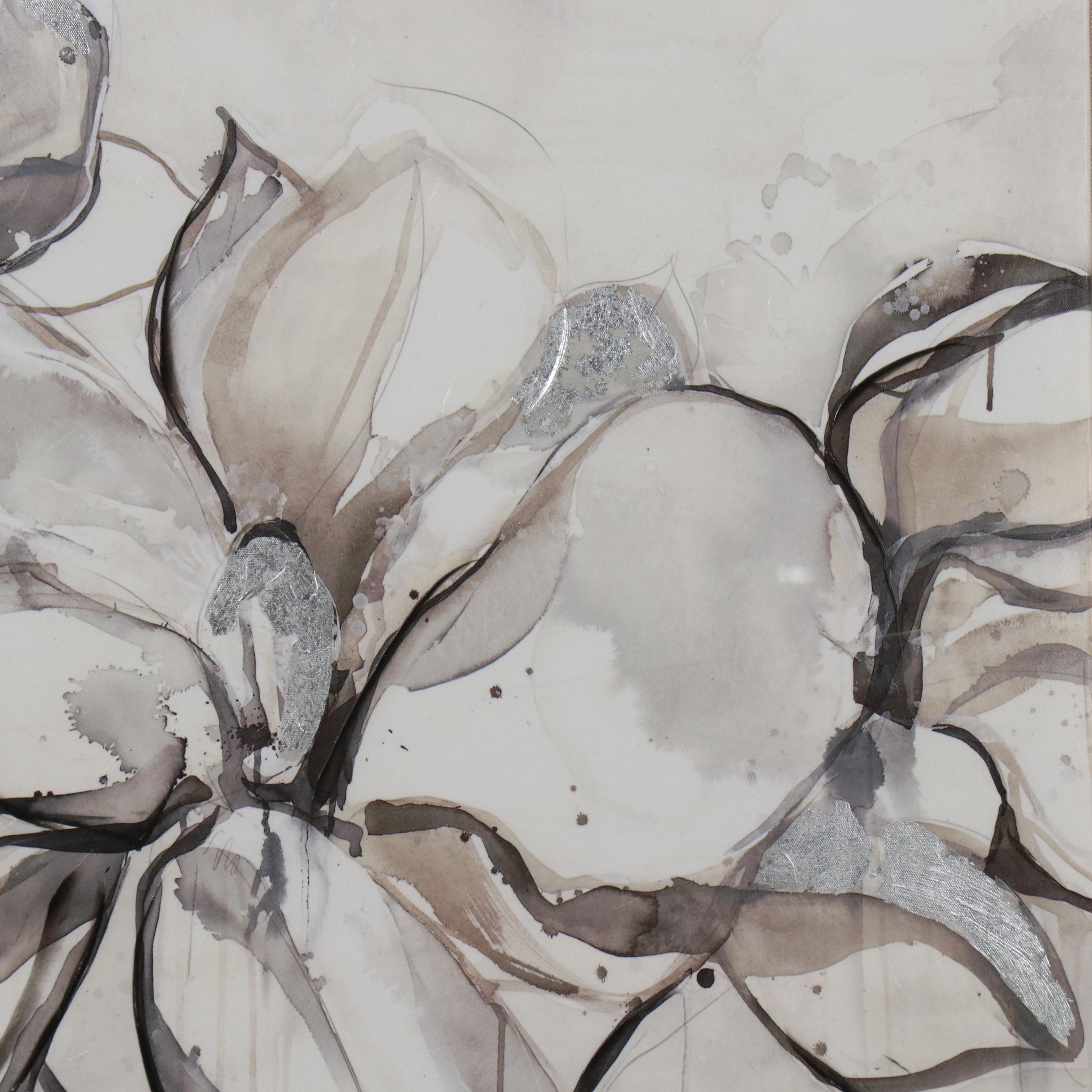 Embellished Giclée of Floral Landscape, 21st Century