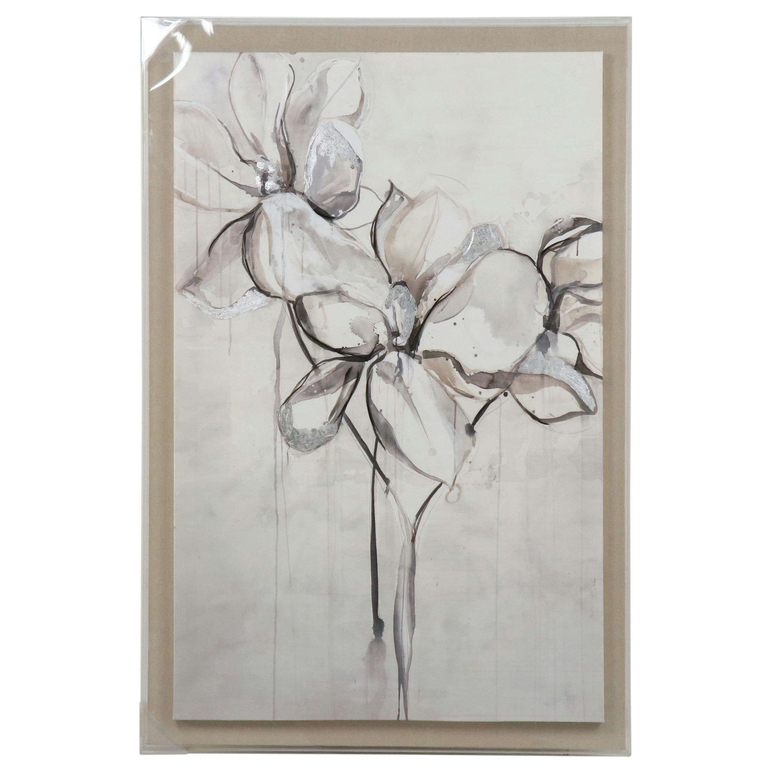 Embellished Giclée of Floral Landscape, 21st Century