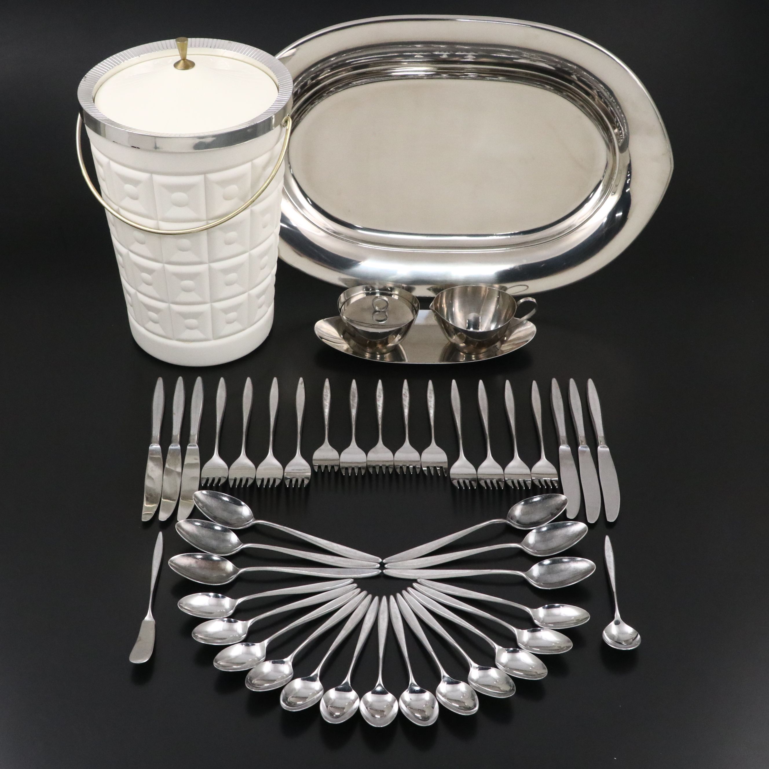 Vintage National "Napoli" Stainless Steel Flatware with Other Serving Pieces