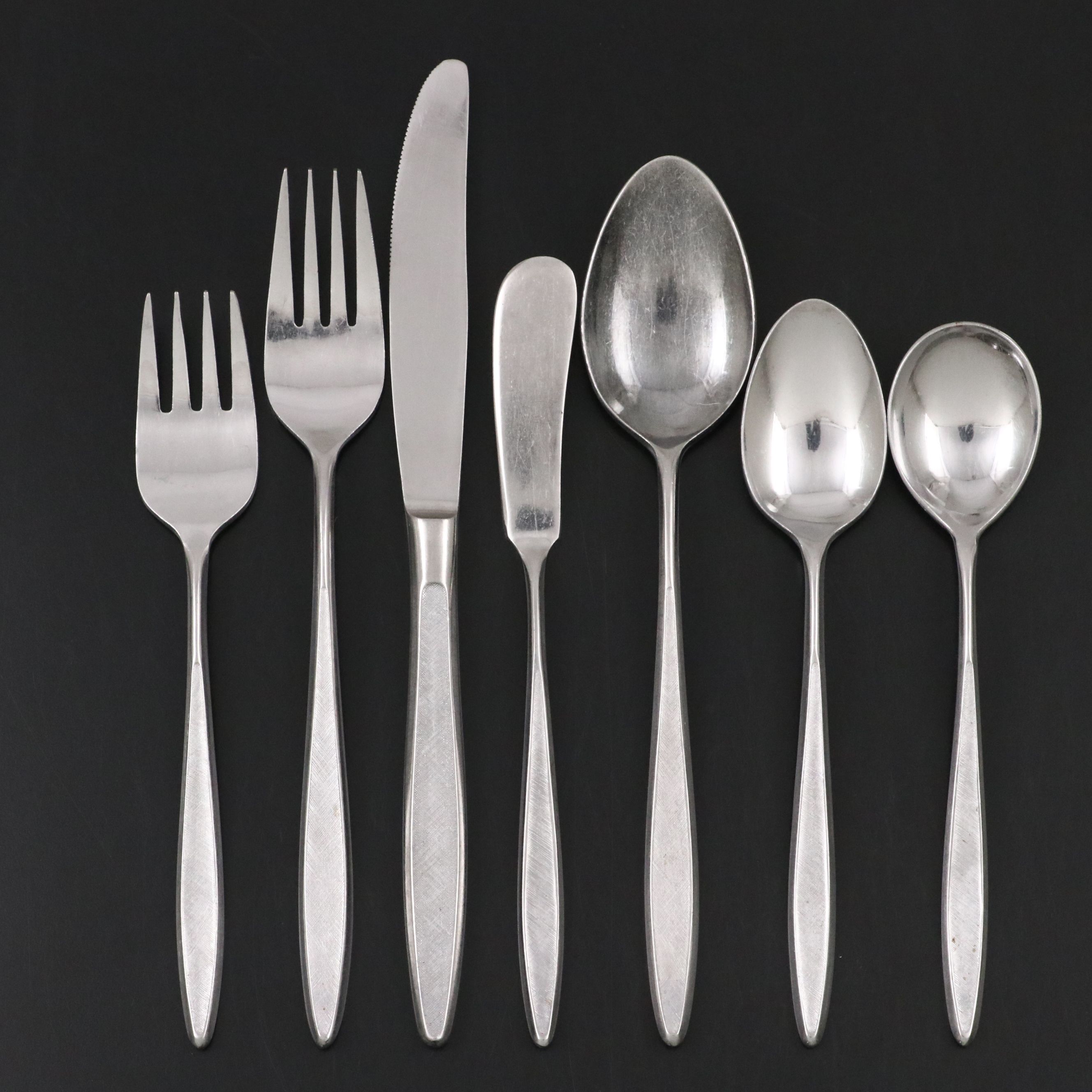 Vintage National "Napoli" Stainless Steel Flatware with Other Serving Pieces