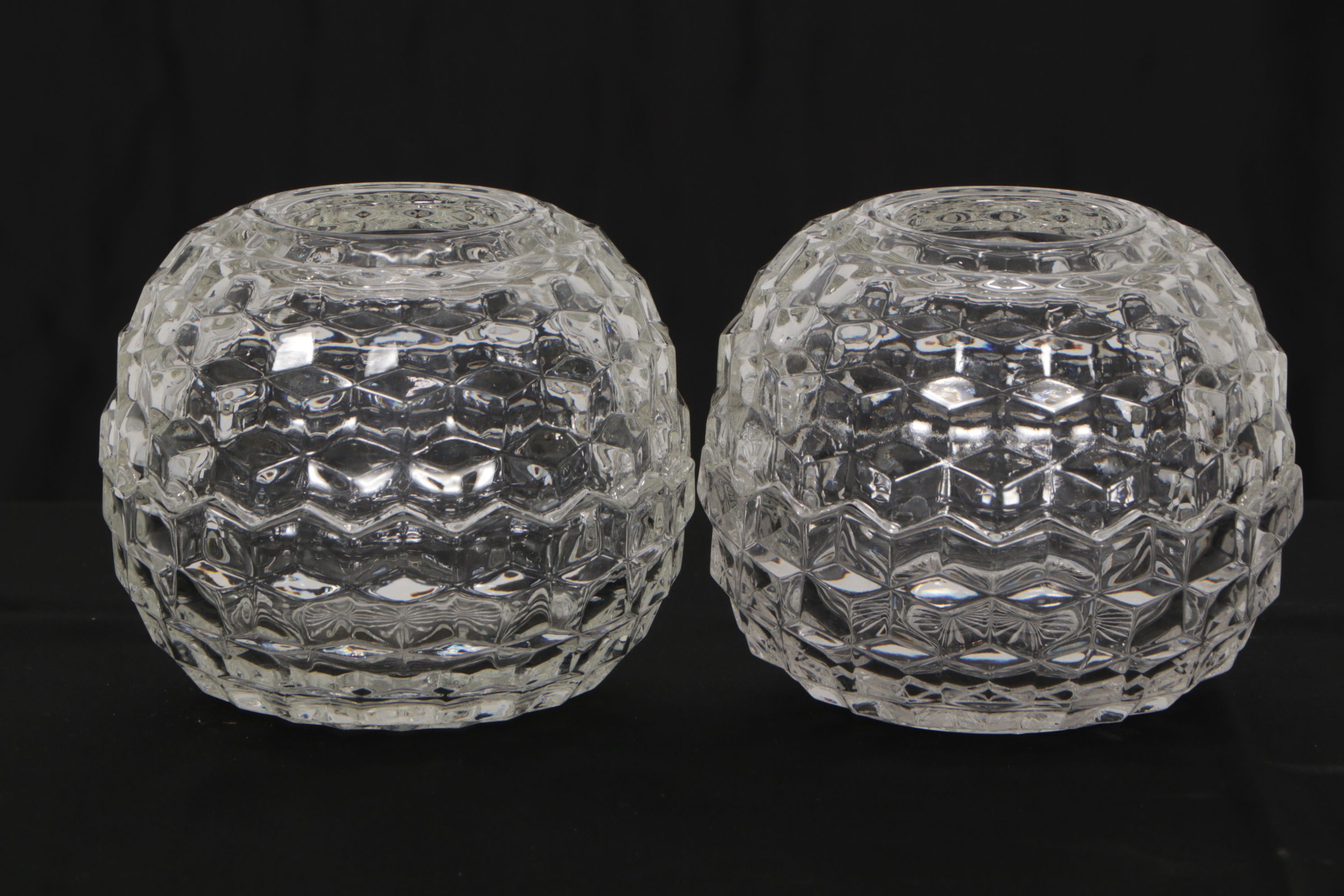 Large Fostoria "American" Glassware Collection Featuring Pair of Fairy Lamps