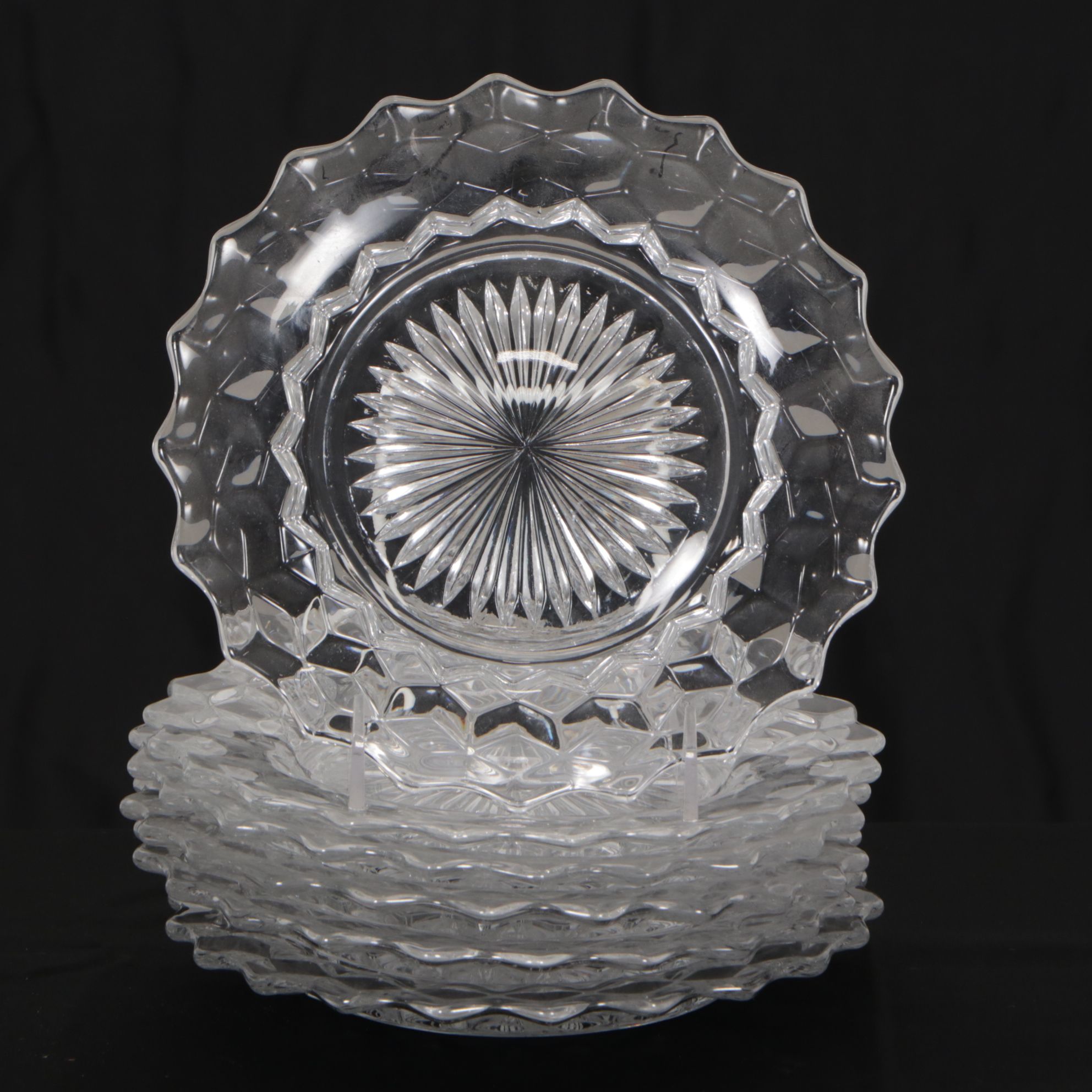 Large Fostoria "American" Glassware Collection Featuring Pair of Fairy Lamps