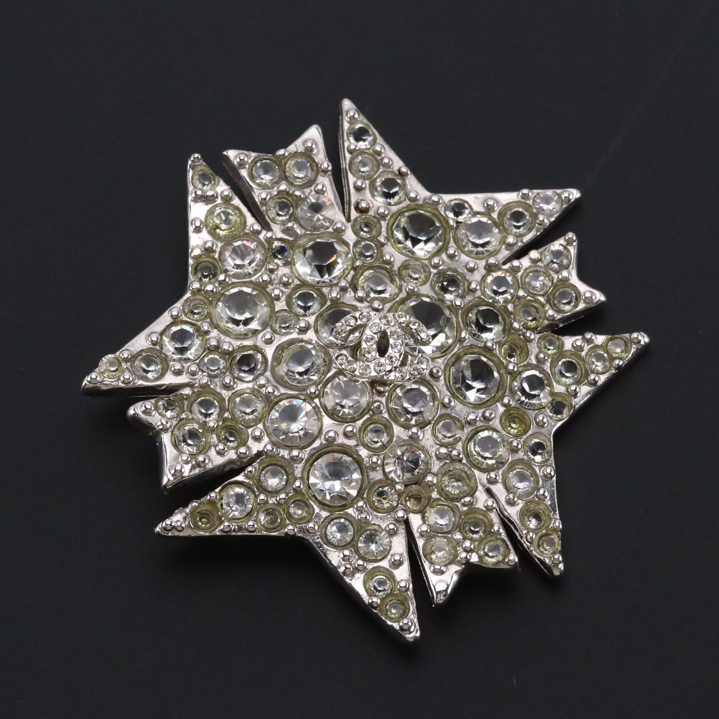 Chanel CC Crystal Maltese Cross Brooch